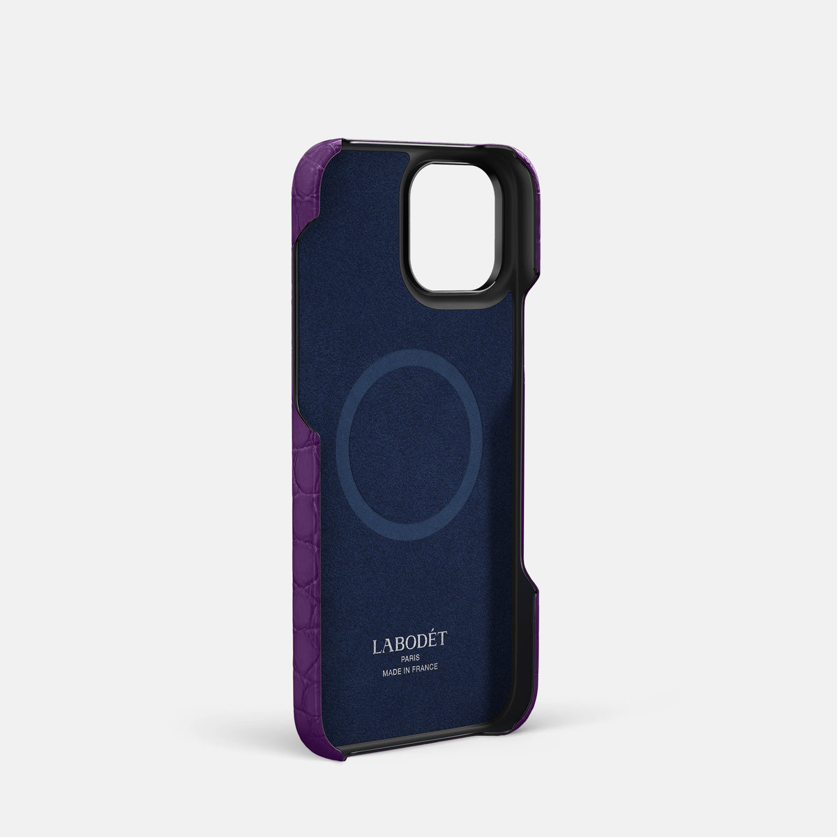 Purple iPhone 16 Pro Hand Strap Case Alligator with Black Metal -3 | Purple-Black
