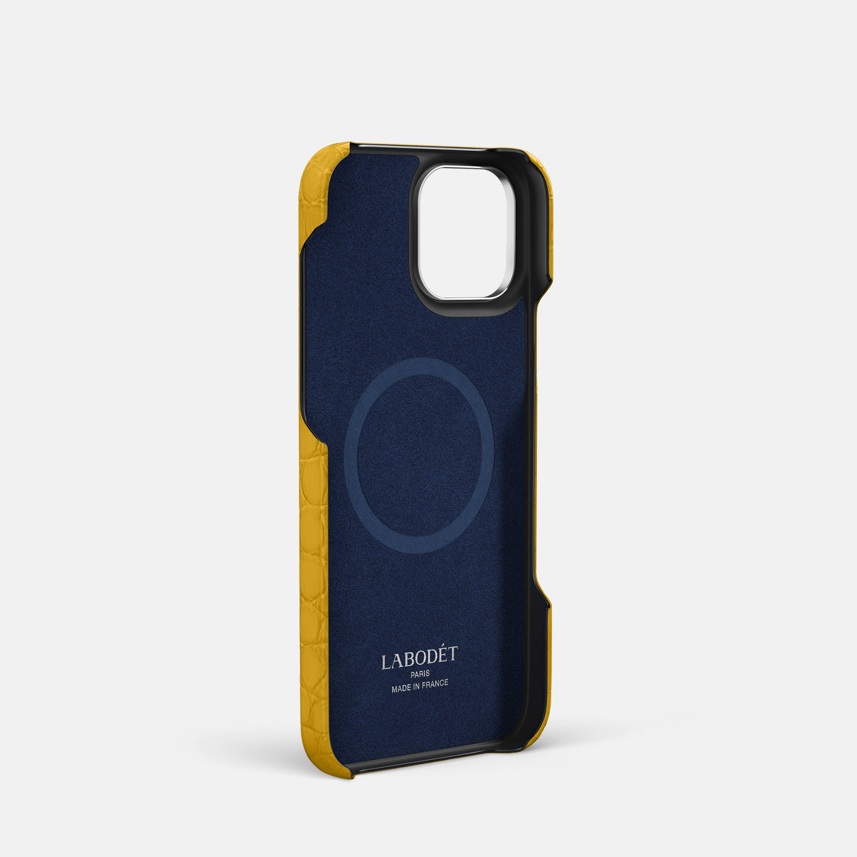 Yellow iPhone 16 Pro Hand Strap Case Alligator with Steel Metal -3 | Yellow-Steel