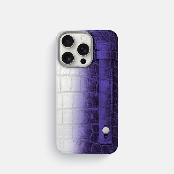 Hand Strap Case For iPhone 16 Pro In Himalayan Crocodile