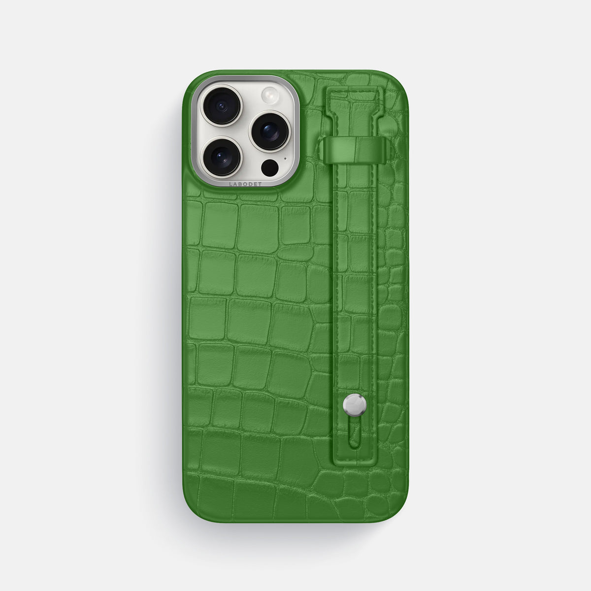 Apple-Green iPhone 16 Pro Max Hand Strap Case Alligator with Steel Metal -1 | Apple-Green-Steel