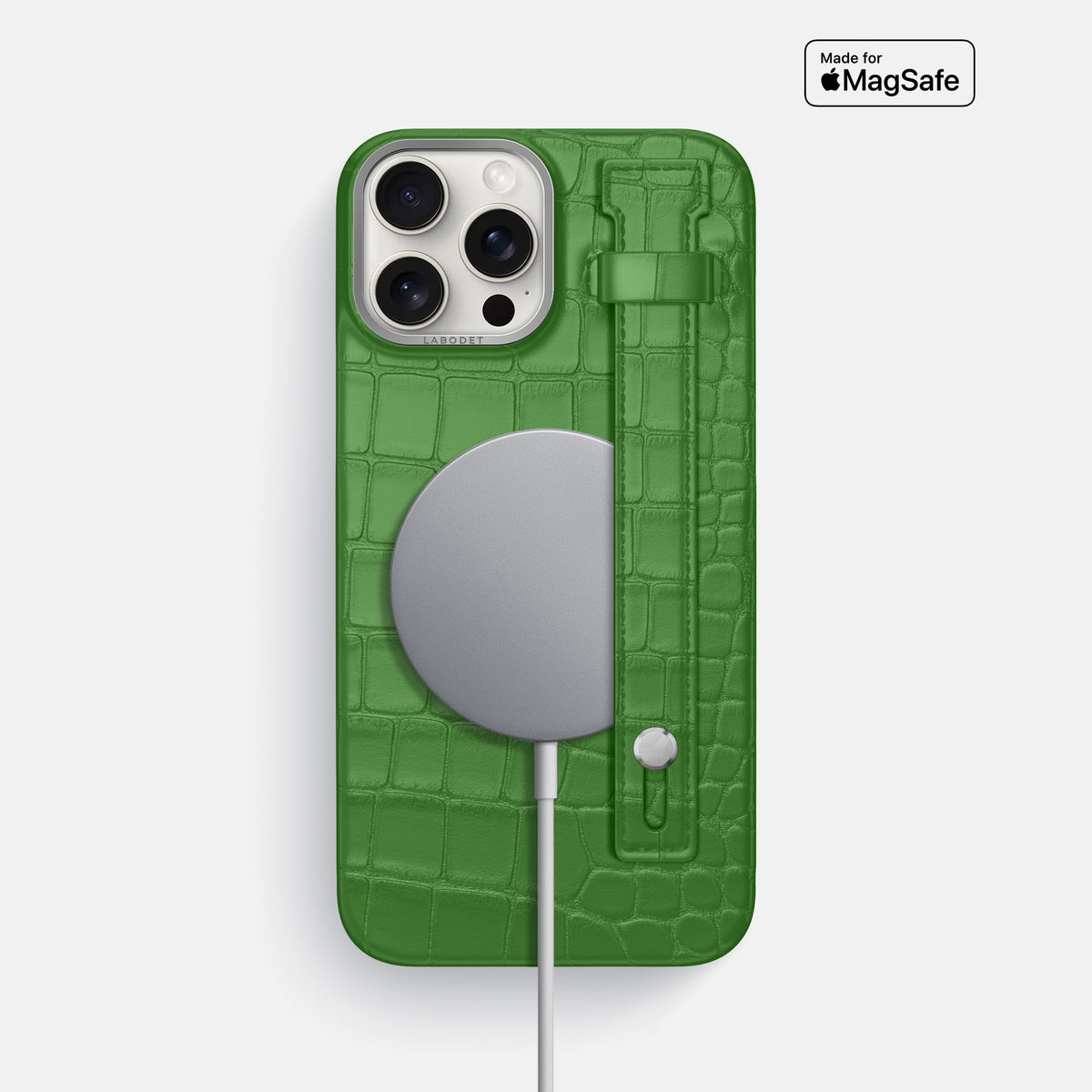 Apple-Green iPhone 16 Pro Max Hand Strap Case Alligator with Steel Metal -4 | Apple-Green-Steel