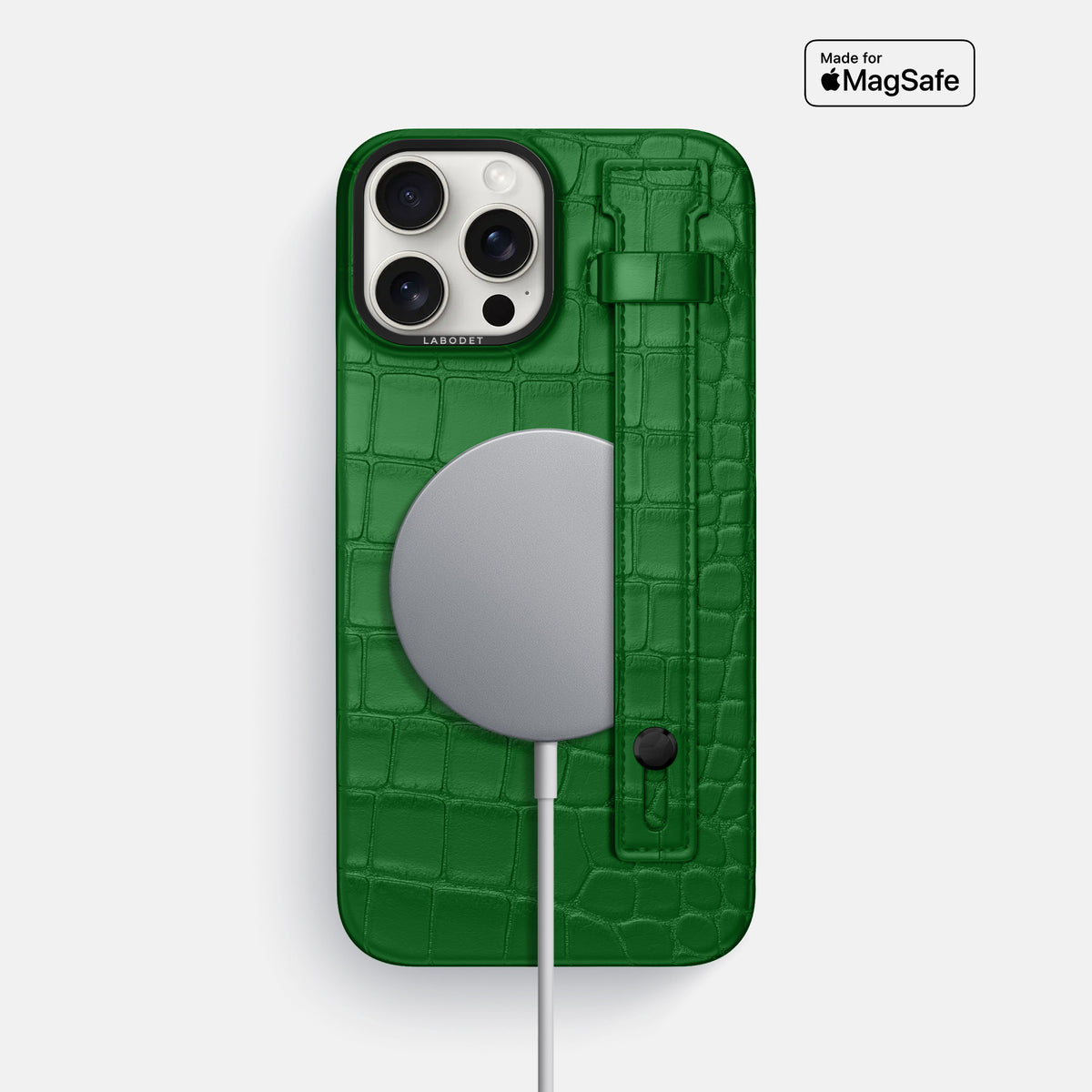Forest-Green iPhone 16 Pro Max Center Handle In Alligator with Black Metal -4 | Forest-Green-Black