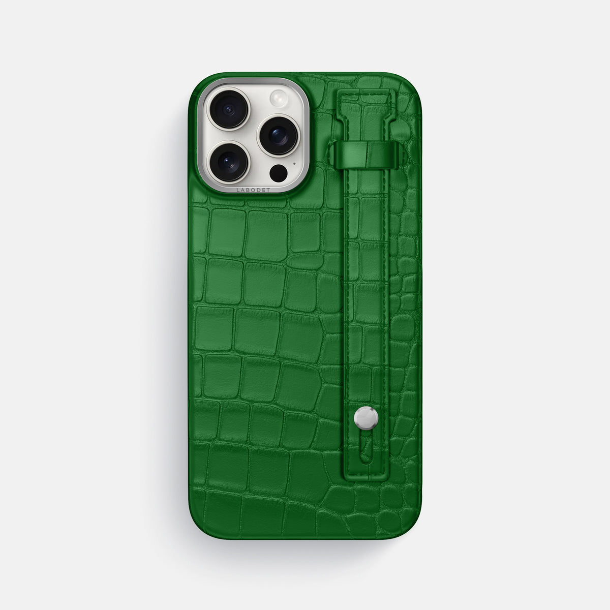 Forest-Green iPhone 16 Pro Max Center Handle In Alligator with Steel Metal -1 | Forest-Green-Steel