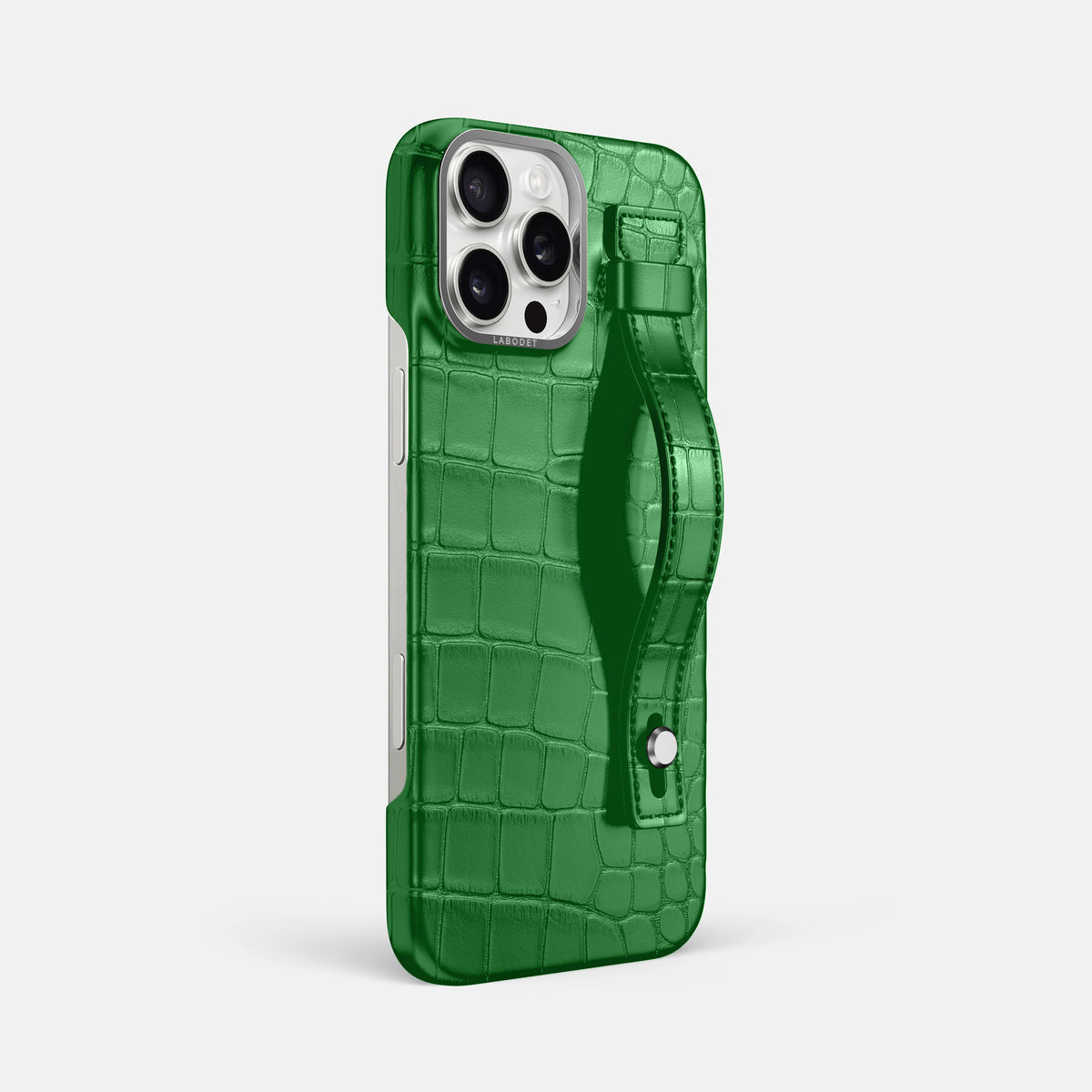 Forest-Green iPhone 16 Pro Max Center Handle In Alligator with Steel Metal -2 | Forest-Green-Steel