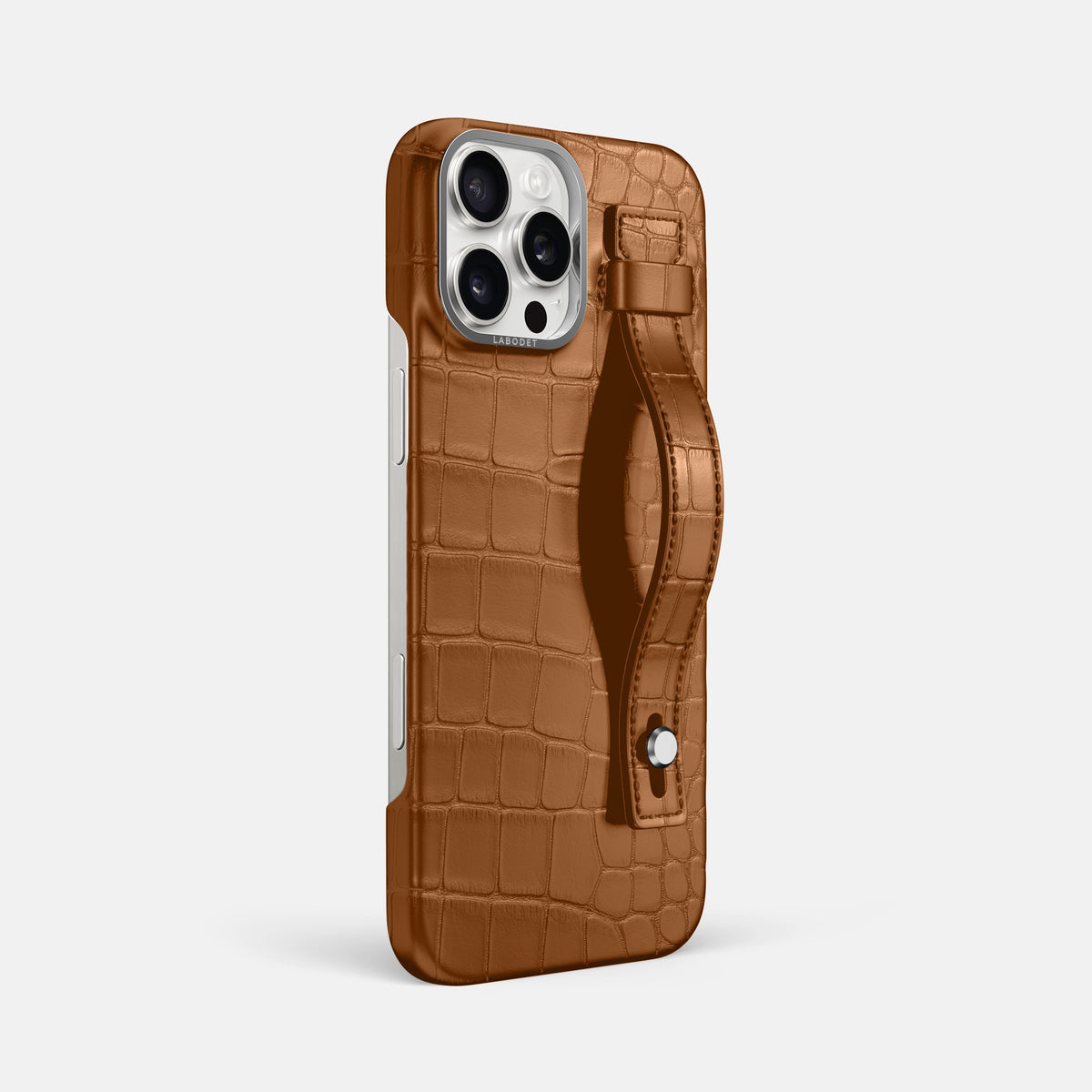 Honey iPhone 16 Pro Max Hand Strap Case Alligator with Steel Metal -2 | Honey-Steel