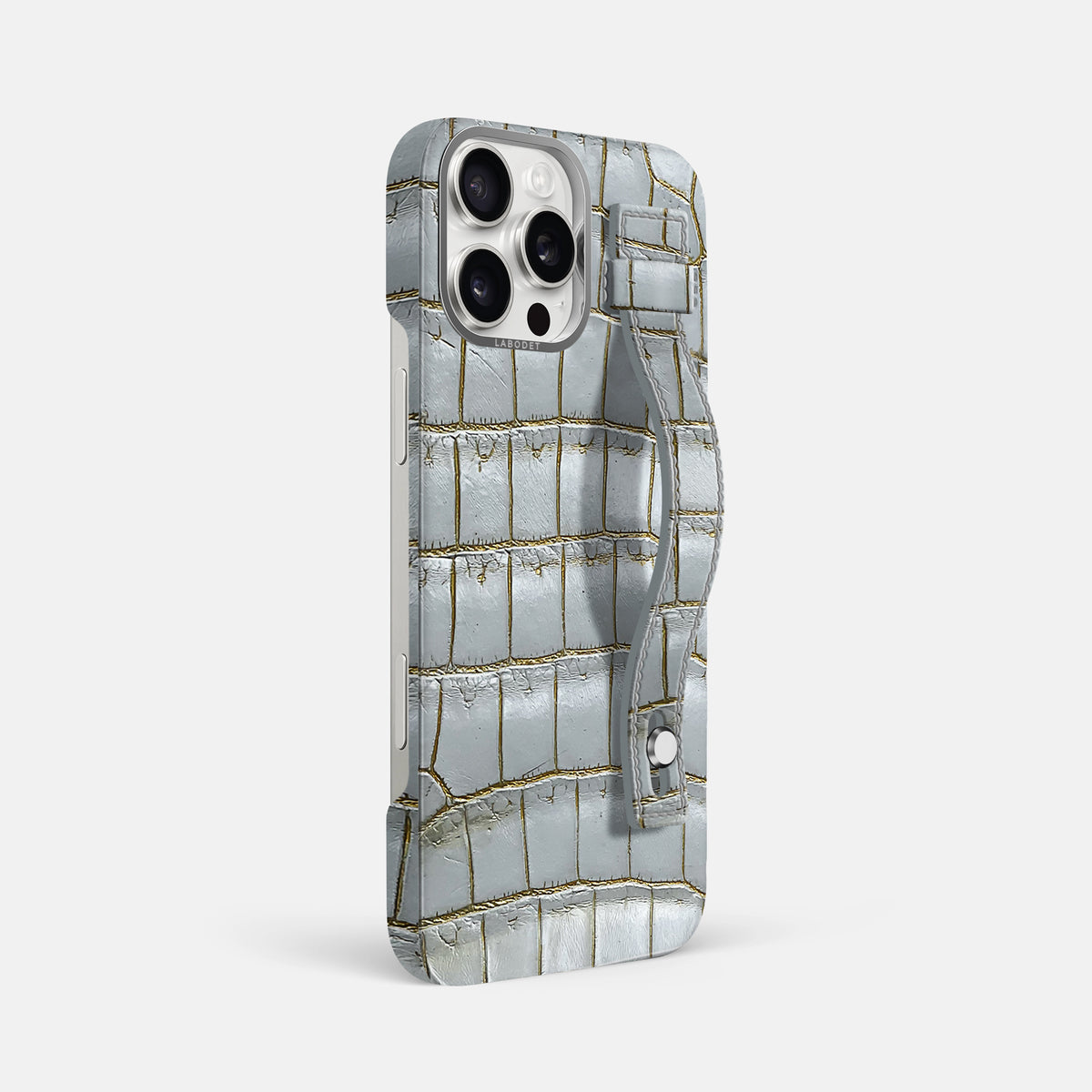 Arctic iPhone 16 Pro Max Hand Strap Case Himalayan Crocodile with Steel Metal -2 | Arctic-Steel
