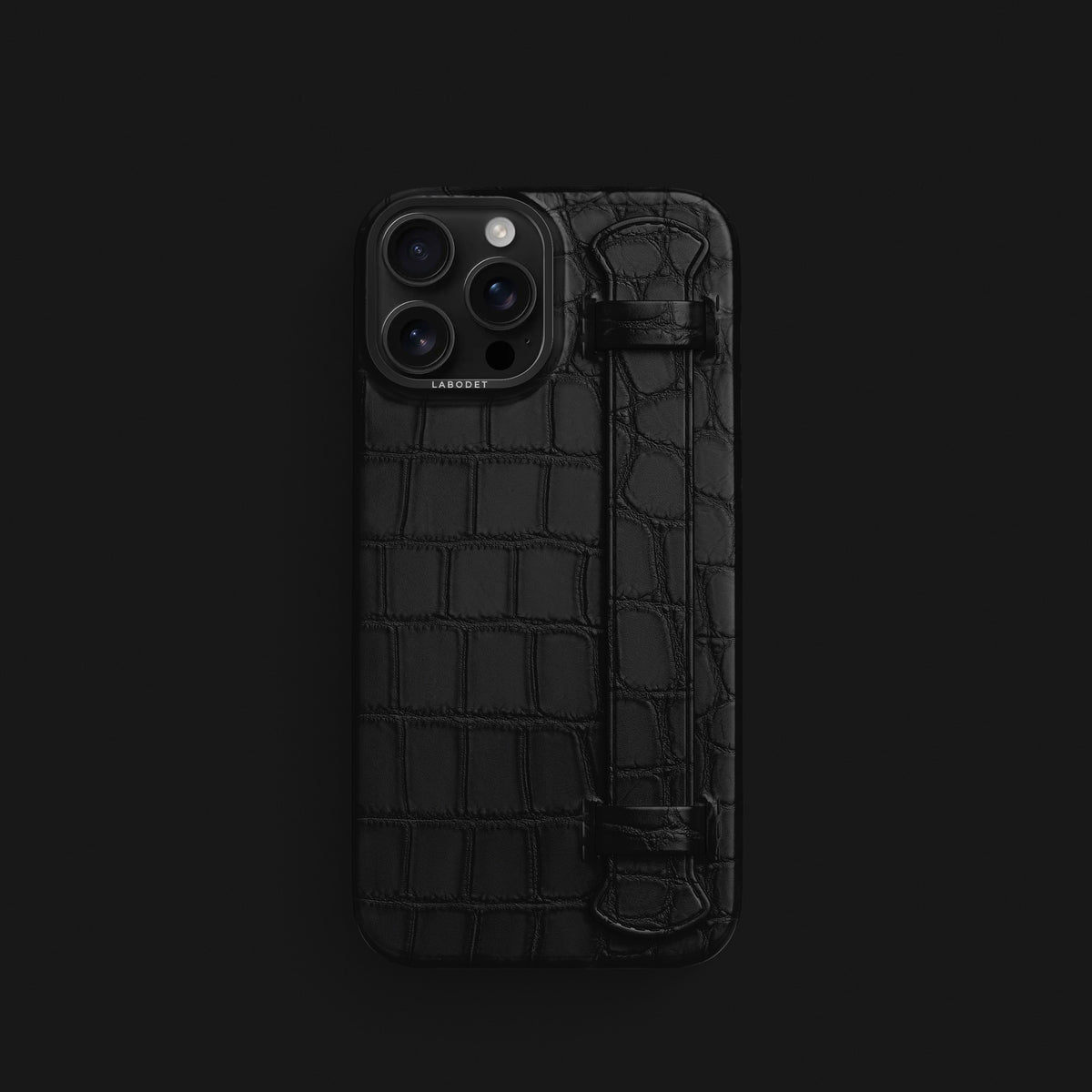 iPhone 16 Pro Strap Case Edition-Black Alligator with Black Metal -1 | Edition-Black-Black