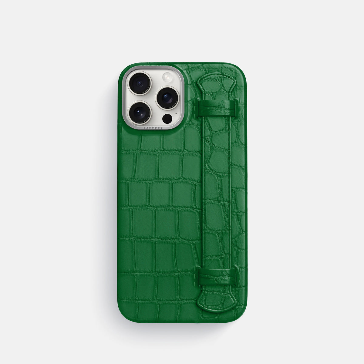 Forest-Green iPhone 16 Pro Handle Case Alligator with Steel Metal -1 | Forest-Green-Steel