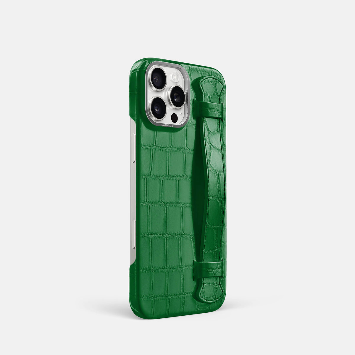 Forest-Green iPhone 16 Pro Handle Case Alligator with Steel Metal -2 | Forest-Green-Steel