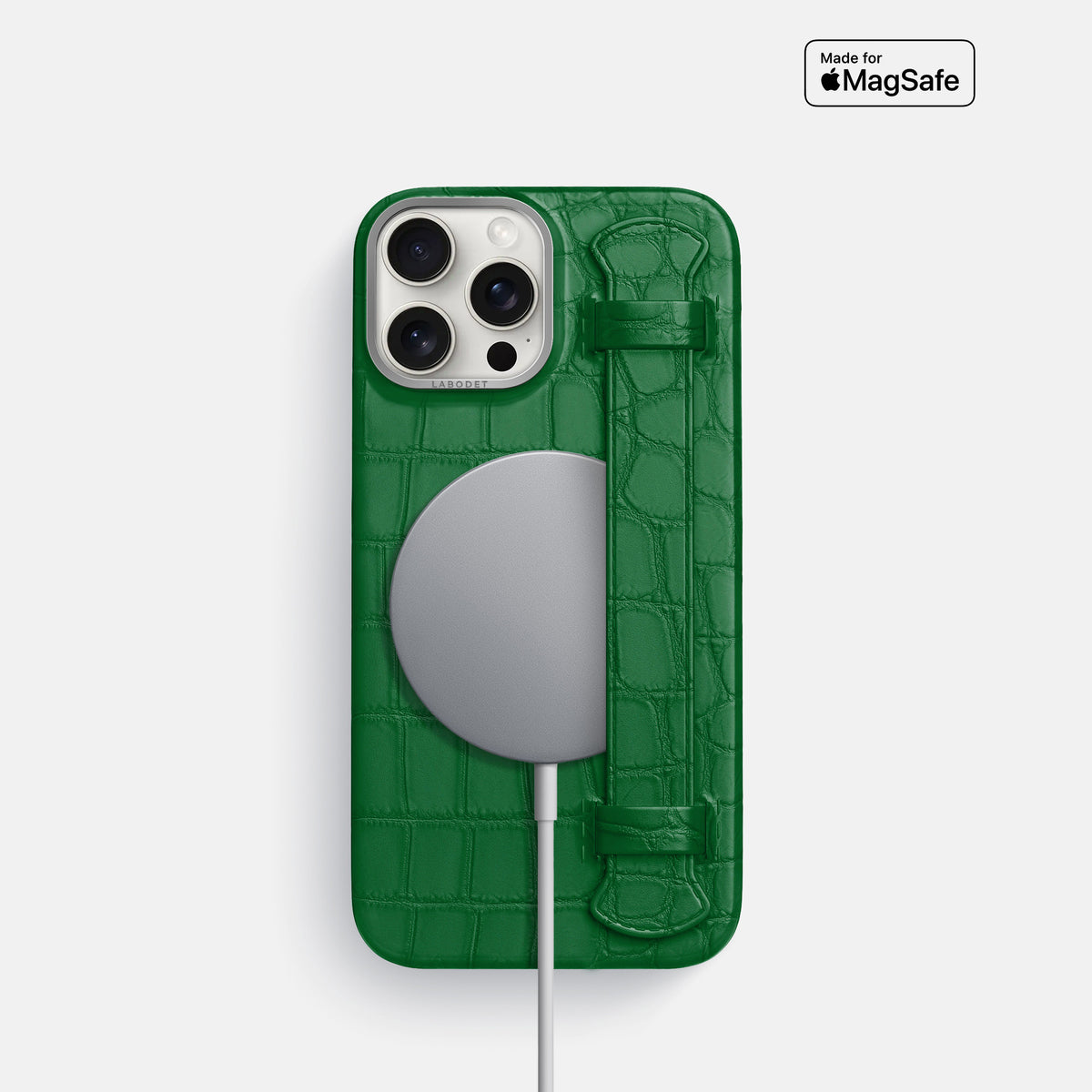 Forest-Green iPhone 16 Pro Handle Case Alligator with Steel Metal -4 | Forest-Green-Steel