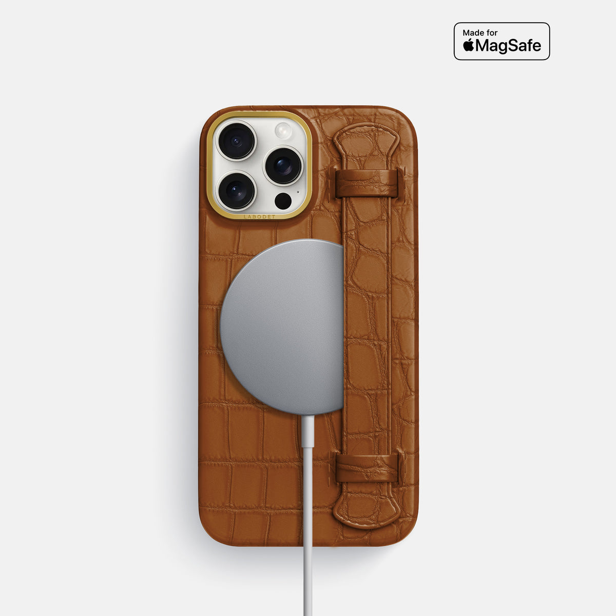 Honey iPhone 16 Pro Handle Case In Alligator with Gold Metal -4 | Honey-Gold