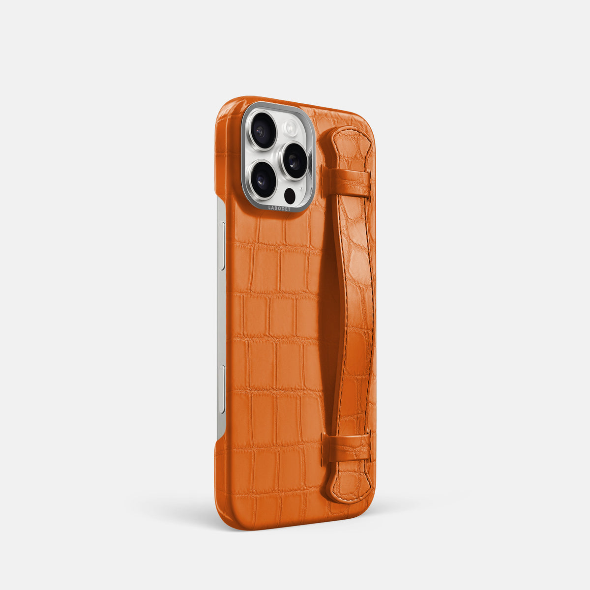 Orange iPhone 16 Pro Handle Case Alligator with Steel Metal -2 | Orange-Steel