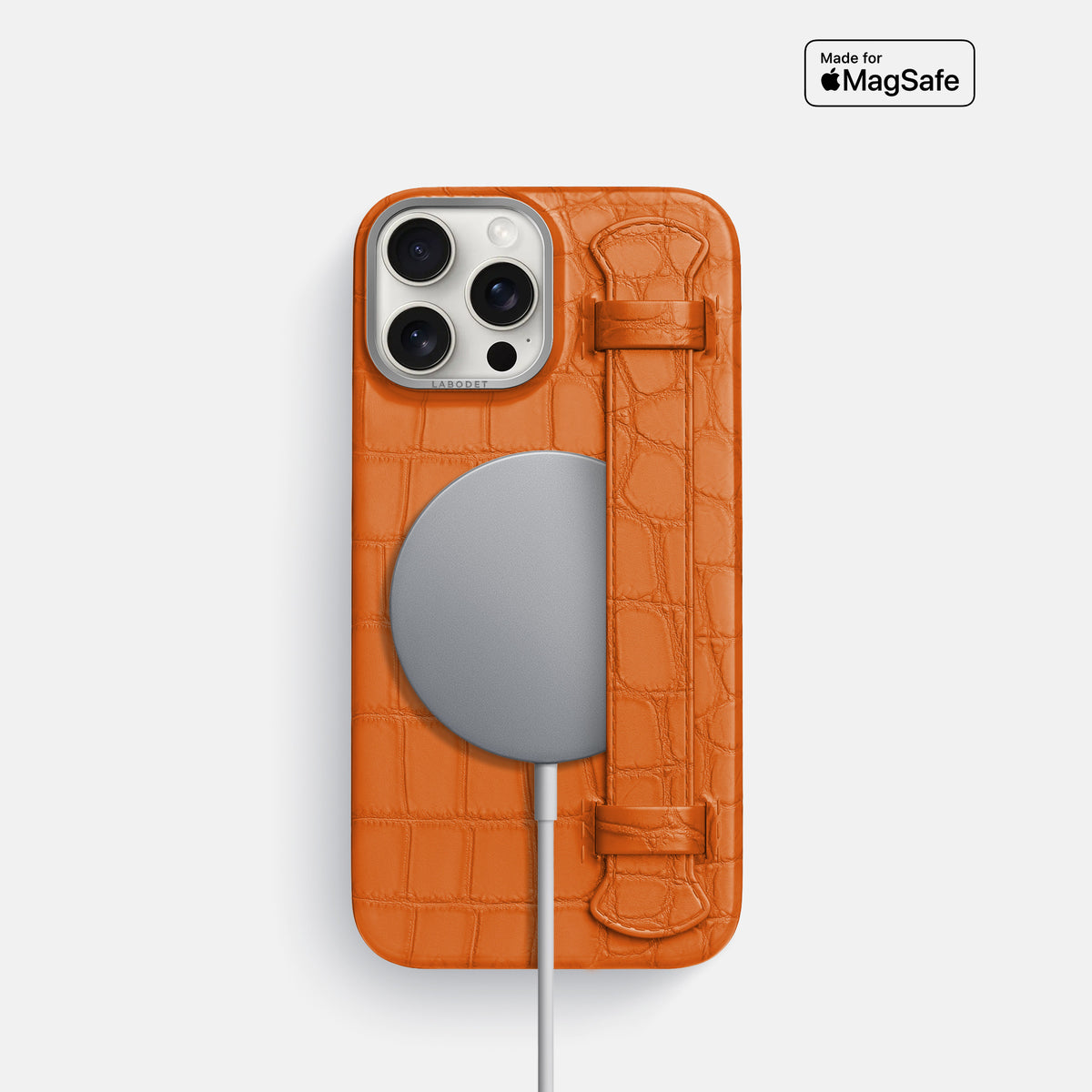 Orange iPhone 16 Pro Handle Case Alligator with Steel Metal -4 | Orange-Steel