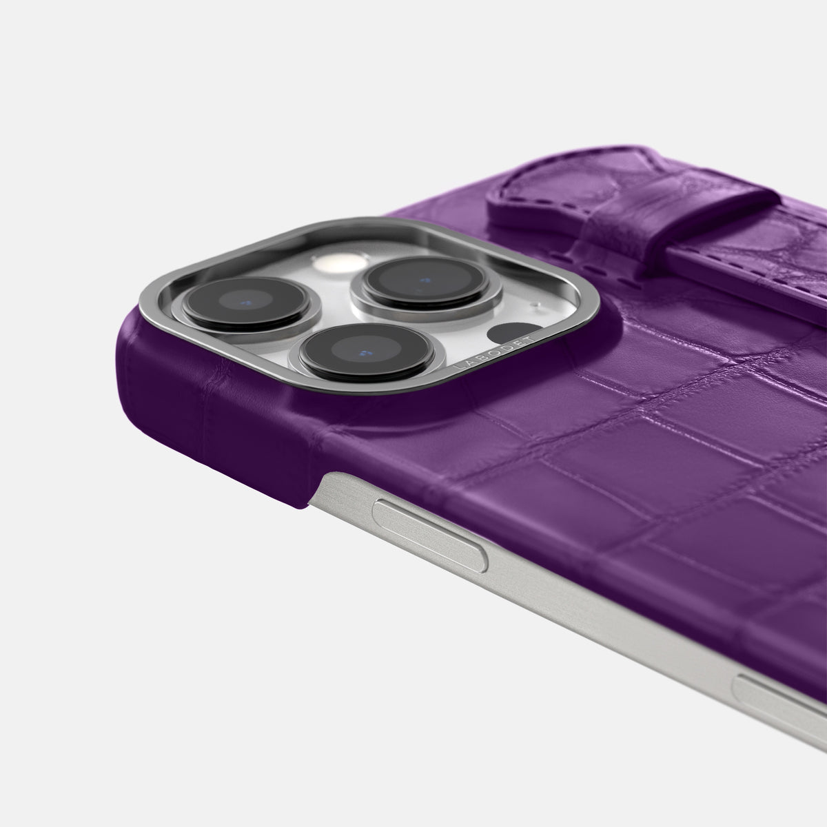Purple iPhone 16 Pro Handle Case Alligator with Steel Metal -5 | Purple-Steel