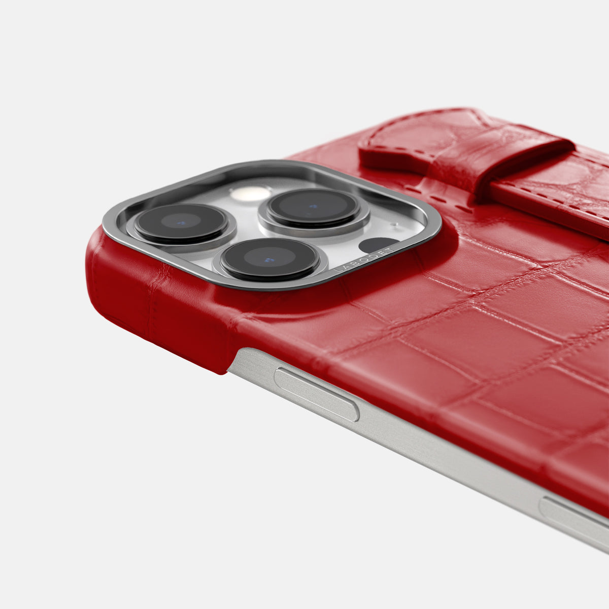 Red iPhone 16 Pro Handle Case Alligator with Steel Metal -5 | Red-Steel