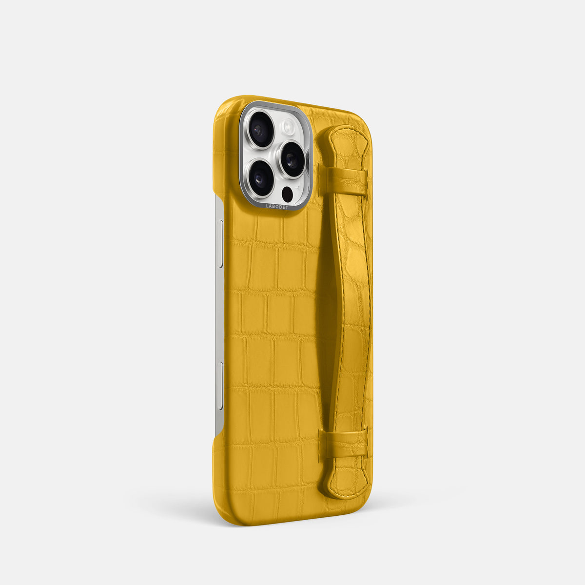 Yellow iPhone 16 Pro Handle Case Alligator with Steel Metal -2 | Yellow-Steel