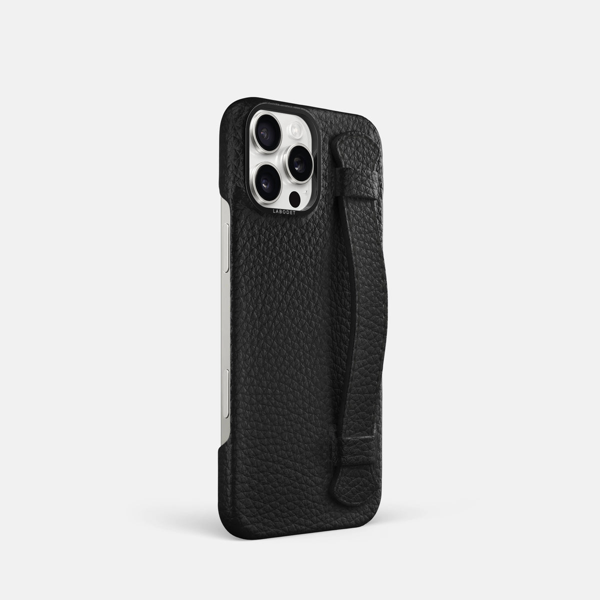 Black iPhone 16 Pro Handle Case Calf with Black Metal -2 | Black-Black
