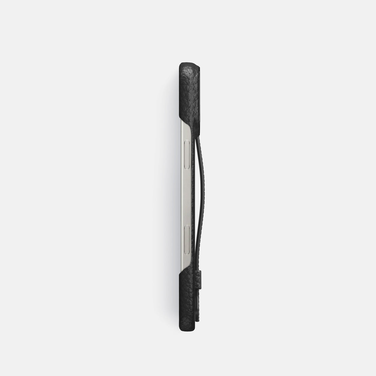 Black iPhone 16 Pro Handle Case Calf with Black Metal -3 | Black-Black