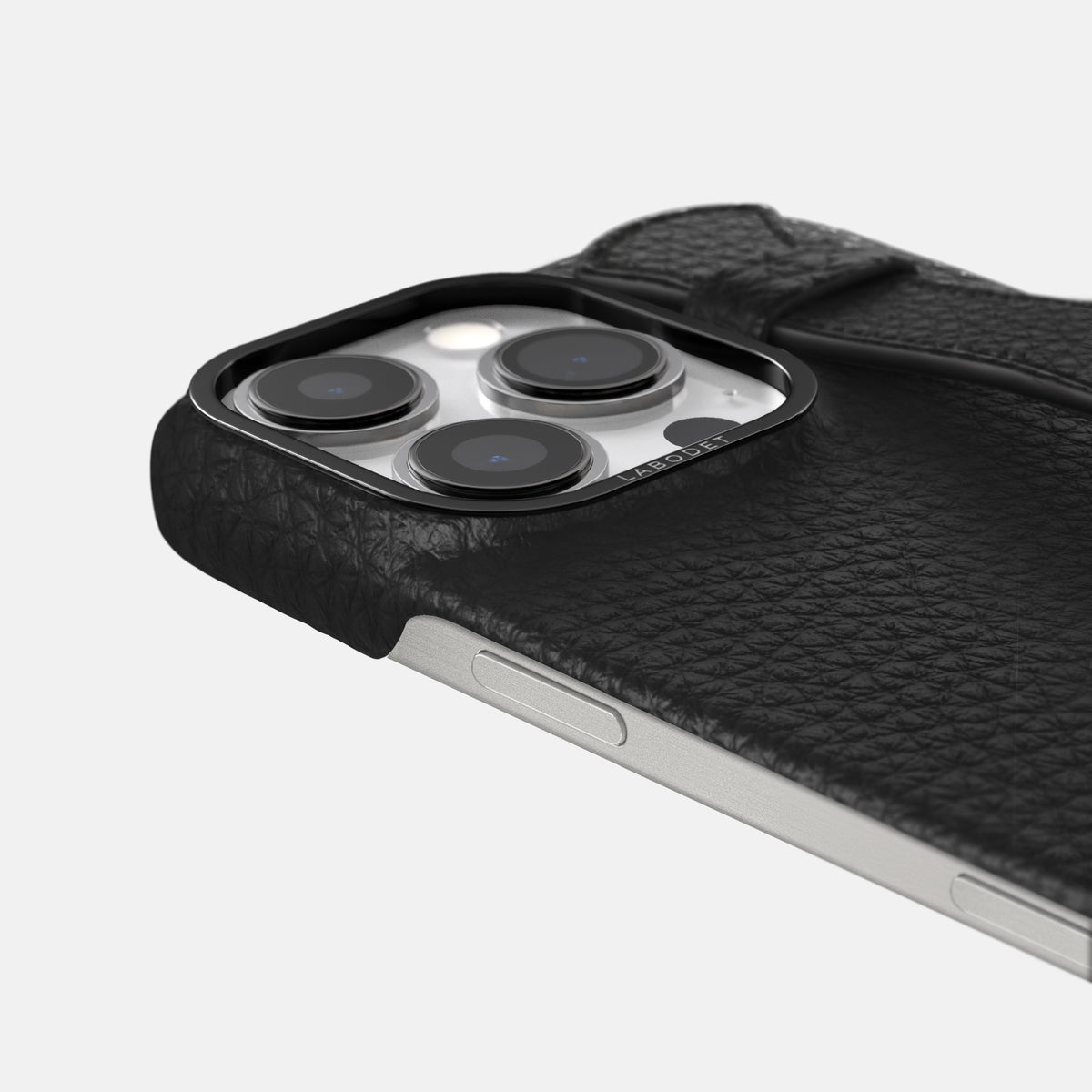 Black iPhone 16 Pro Handle Case Calf with Black Metal -6 | Black-Black