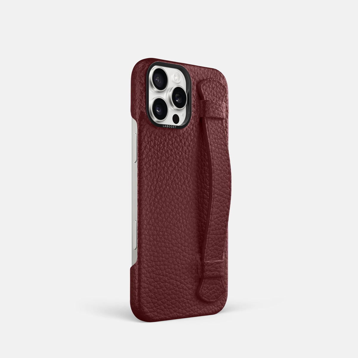 Bordeaux iPhone 16 Pro Handle Case Calf with Black Metal -2 | Bordeaux-Black