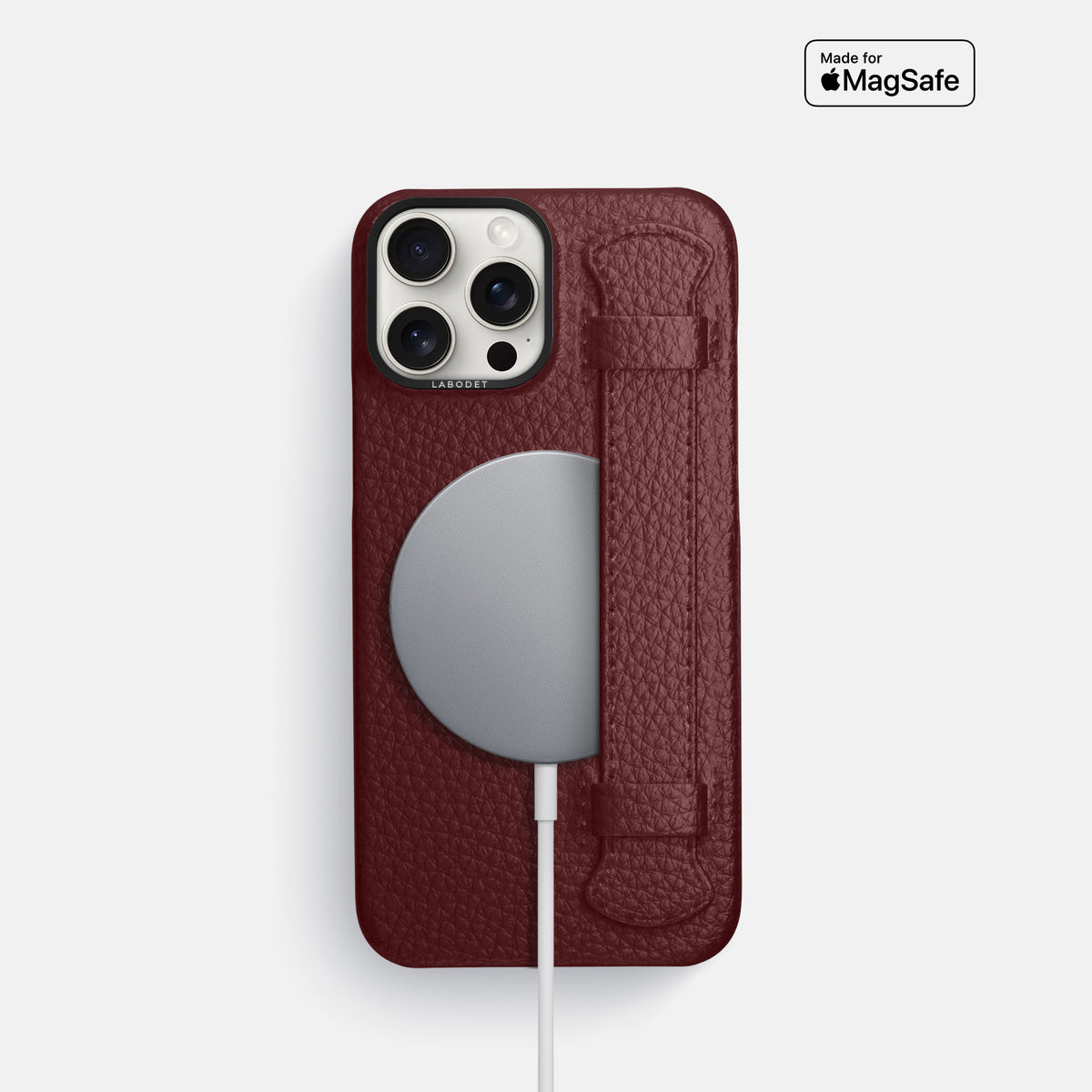 Bordeaux iPhone 16 Pro Handle Case Calf with Black Metal -5 | Bordeaux-Black