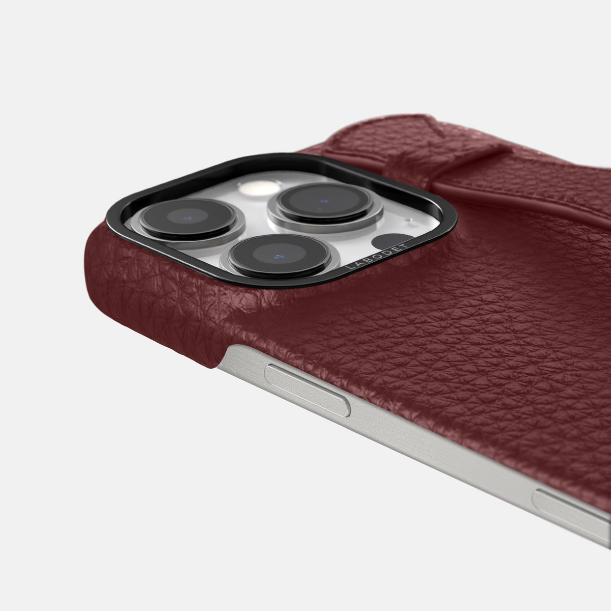 Bordeaux iPhone 16 Pro Handle Case Calf with Black Metal -6 | Bordeaux-Black