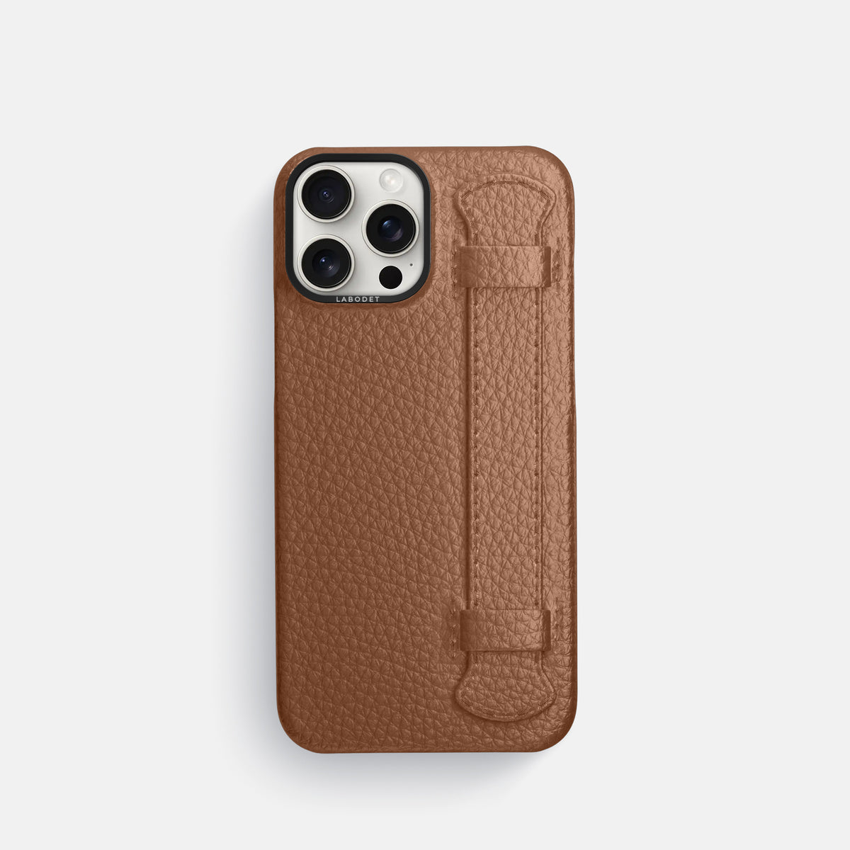 Caramel iPhone 16 Pro Handle Case Calf with Black Metal -1 | Caramel-Black