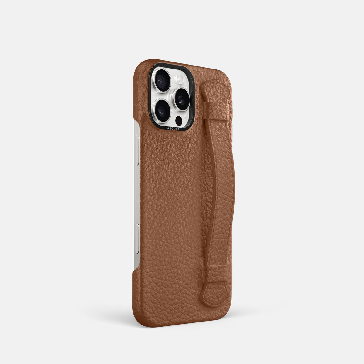 Caramel iPhone 16 Pro Handle Case Calf with Black Metal -2 | Caramel-Black