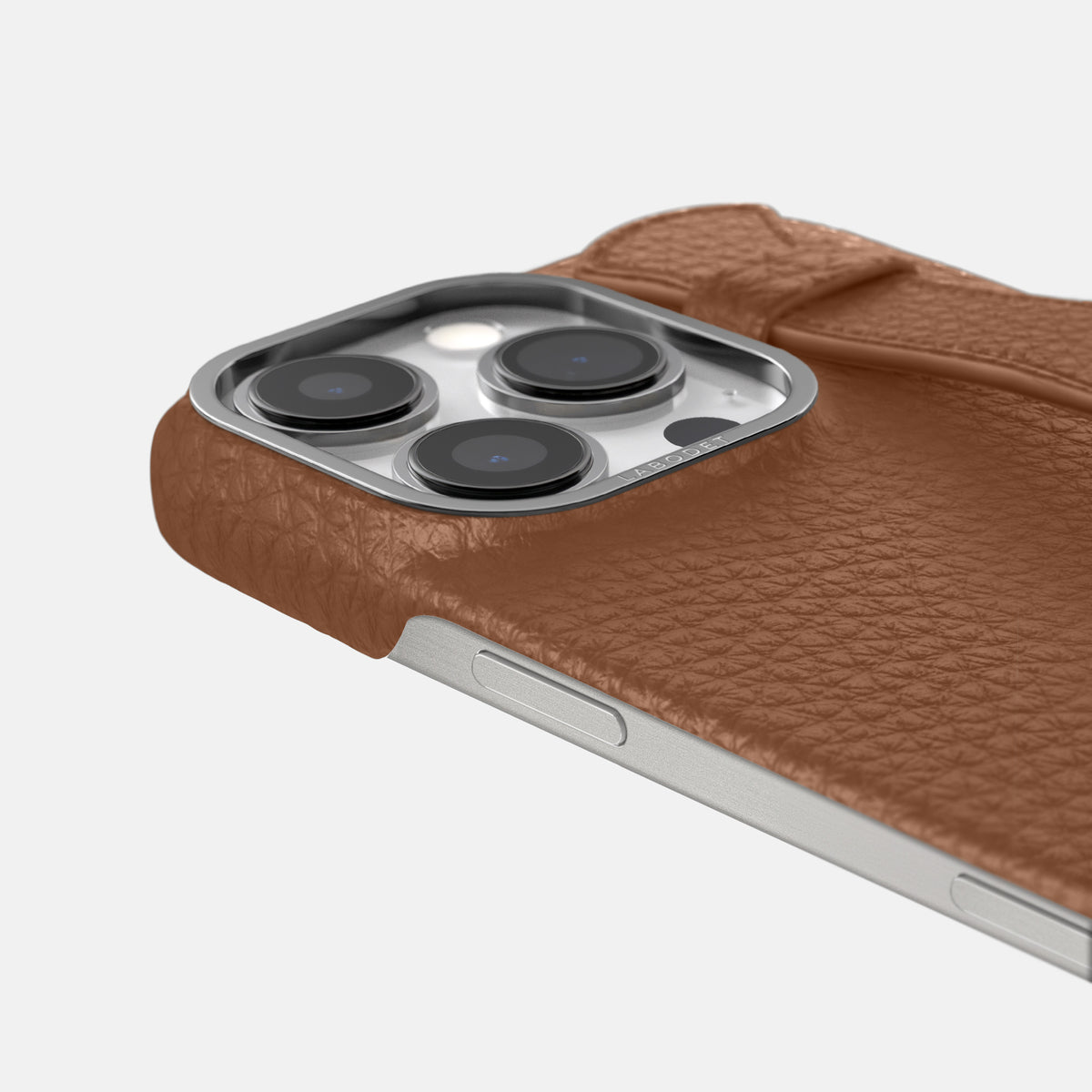 Caramel iPhone 16 Pro Handle Case Calf with Steel Metal -6 | Caramel-Steel