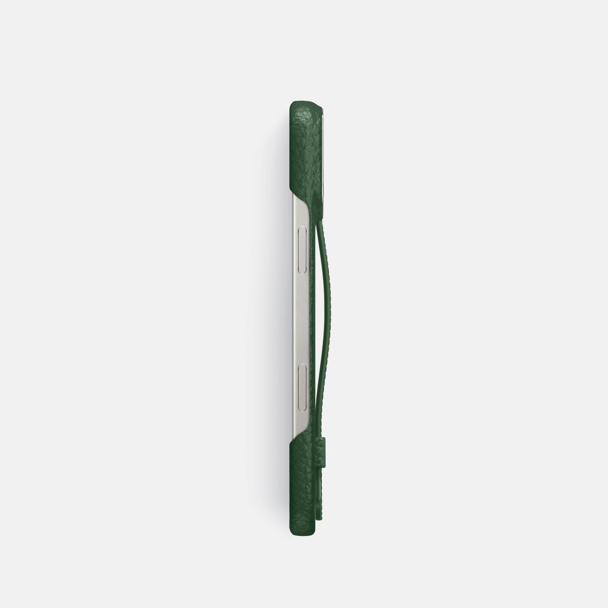 Dark Green iPhone 16 Pro Handle Case Calf with Steel Metal -3 | Dark-Green-Steel