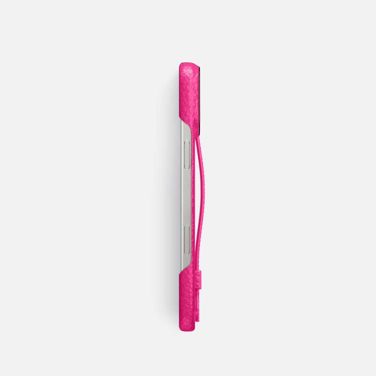 Magenta iPhone 16 Pro Handle Case Calf with Black Metal -3 | Magenta-Black