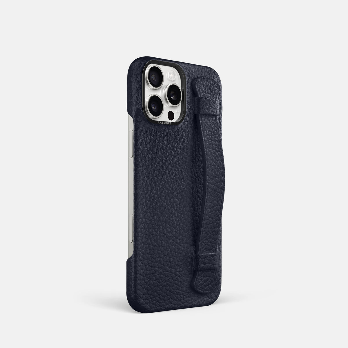 Marine iPhone 16 Pro Handle Case Calf with Black Metal -2 | Marine-Black