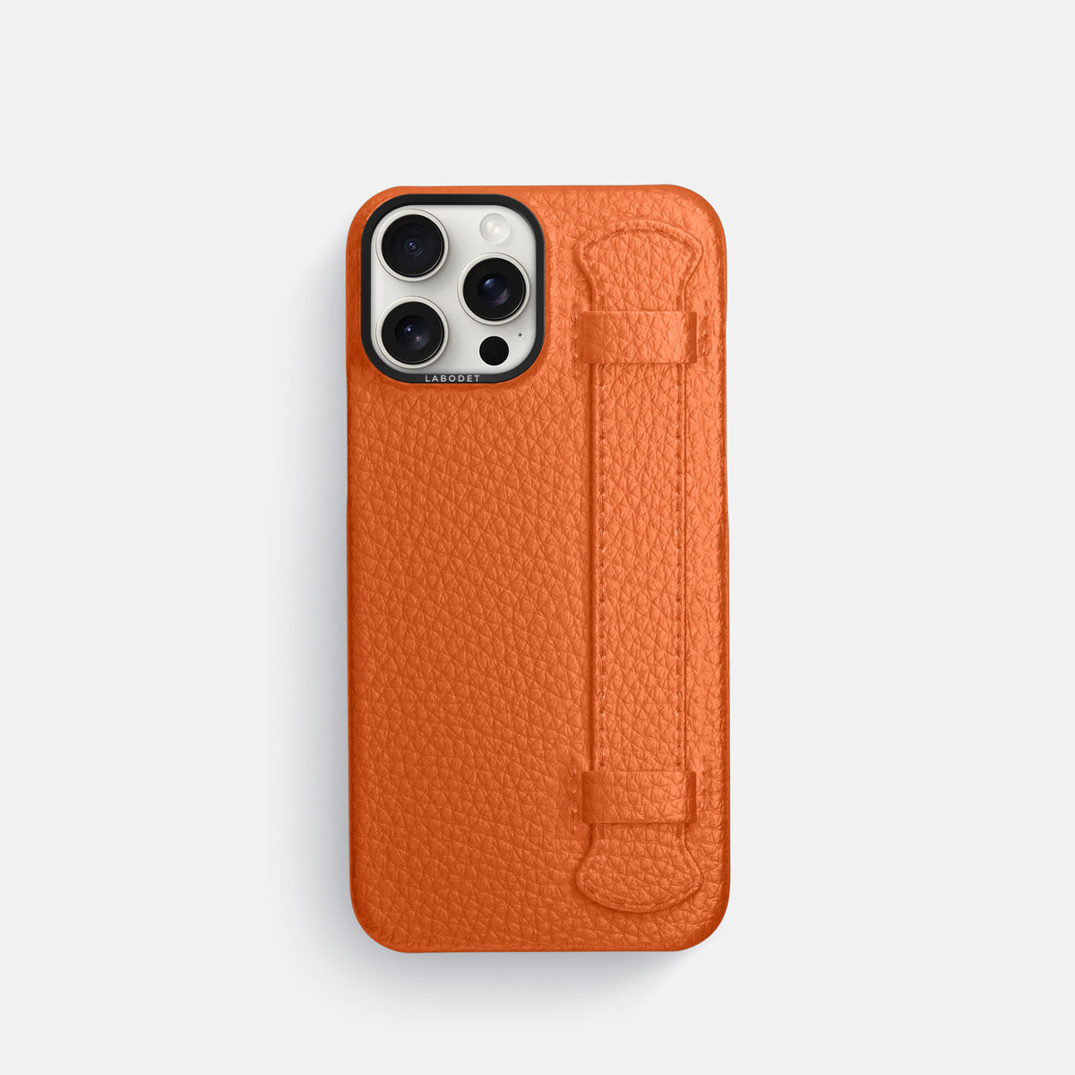 Orange iPhone 16 Pro Handle Case Calf with Black Metal -1 | Orange-Black