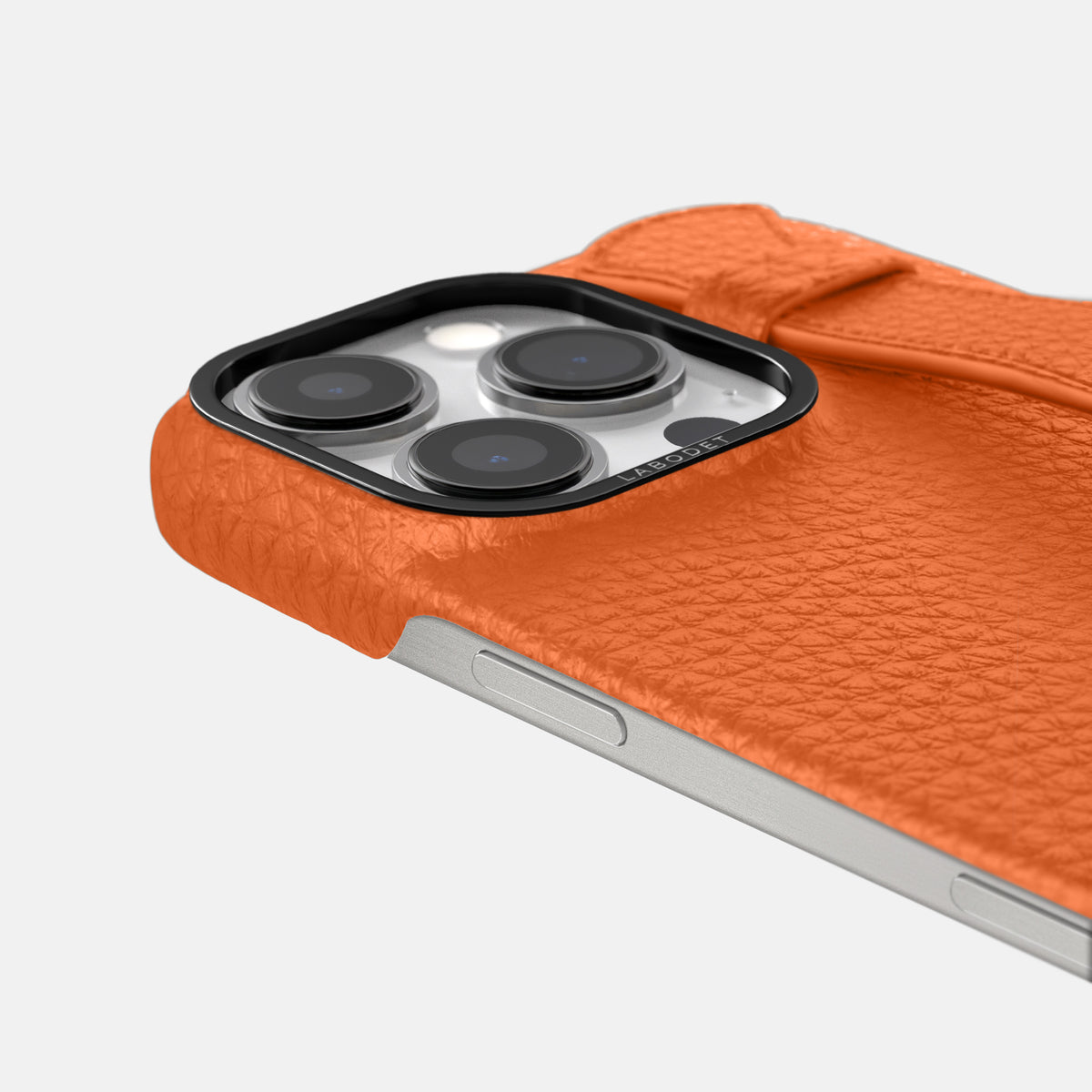 Orange iPhone 16 Pro Handle Case Calf with Black Metal -6 | Orange-Black