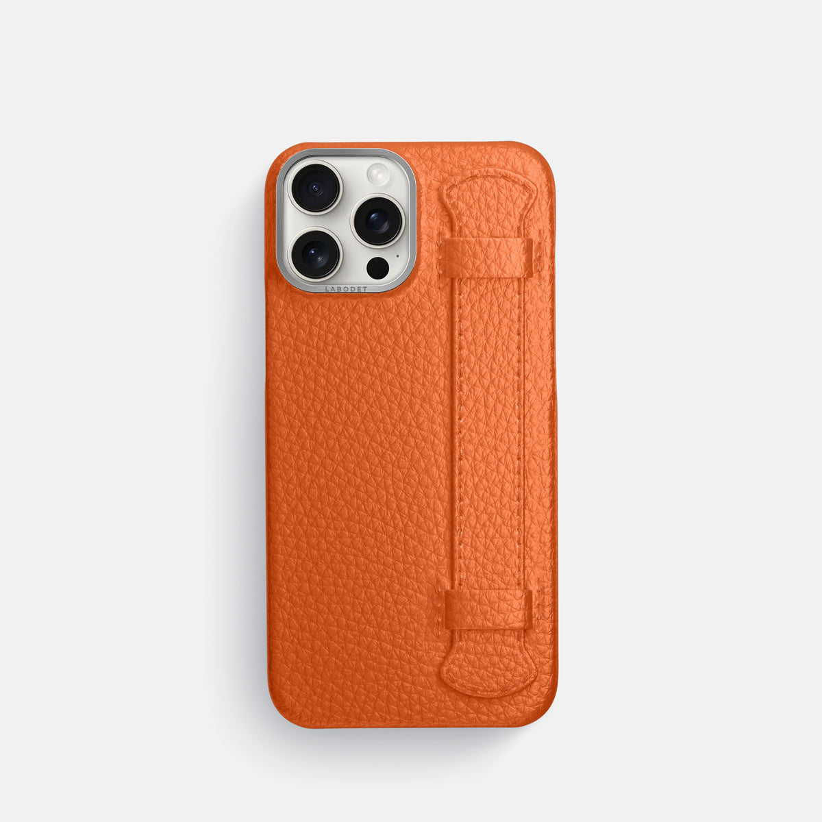 Orange iPhone 16 Pro Handle Case Calf with Steel Metal -1 | Orange-Steel