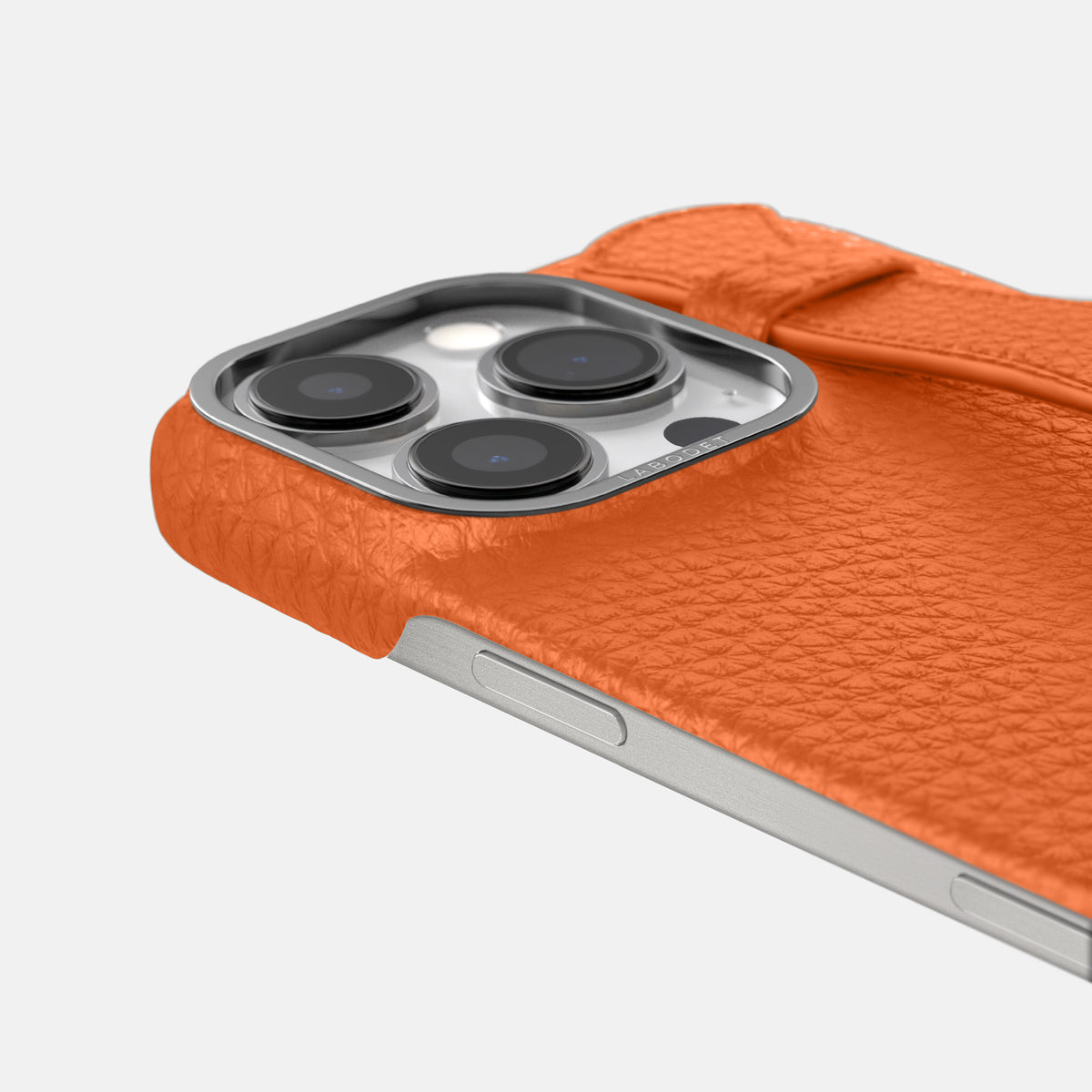 Orange iPhone 16 Pro Handle Case Calf with Steel Metal -6 | Orange-Steel