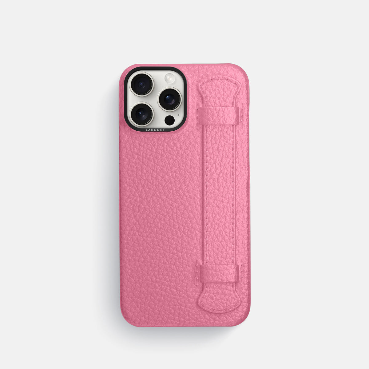 Pink iPhone 16 Pro Handle Case Calf with Black Metal -1 | Pink-Black