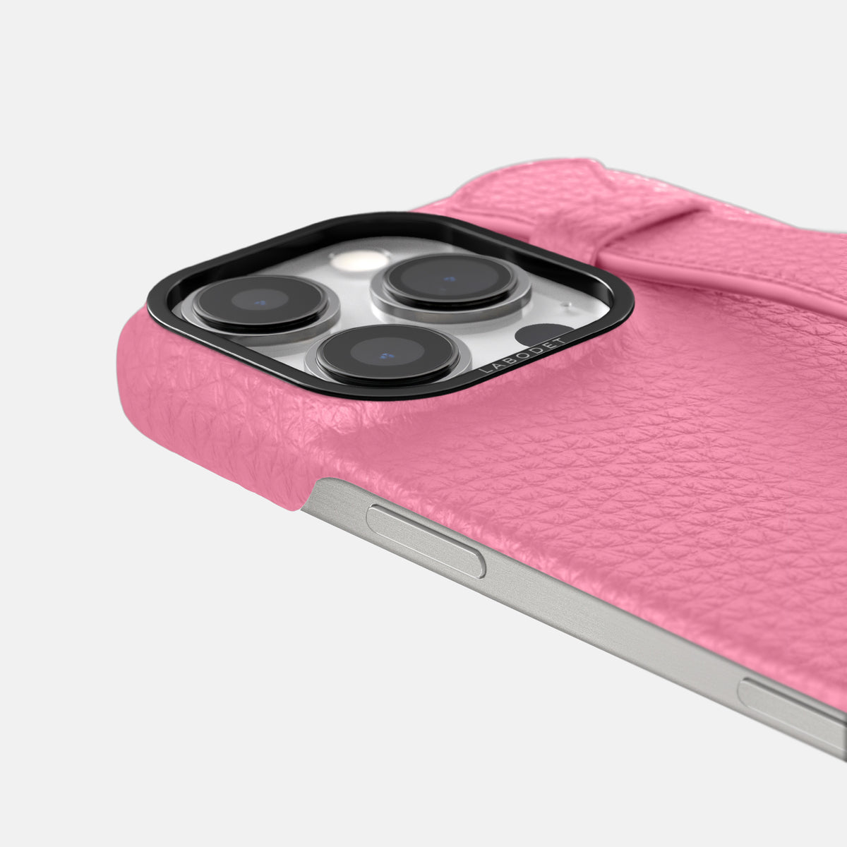 Pink iPhone 16 Pro Handle Case Calf with Black Metal -6 | Pink-Black