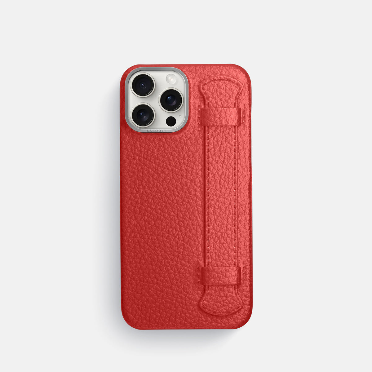 Red iPhone 16 Pro Handle Case Calf with Steel Metal -1 | Red-Steel