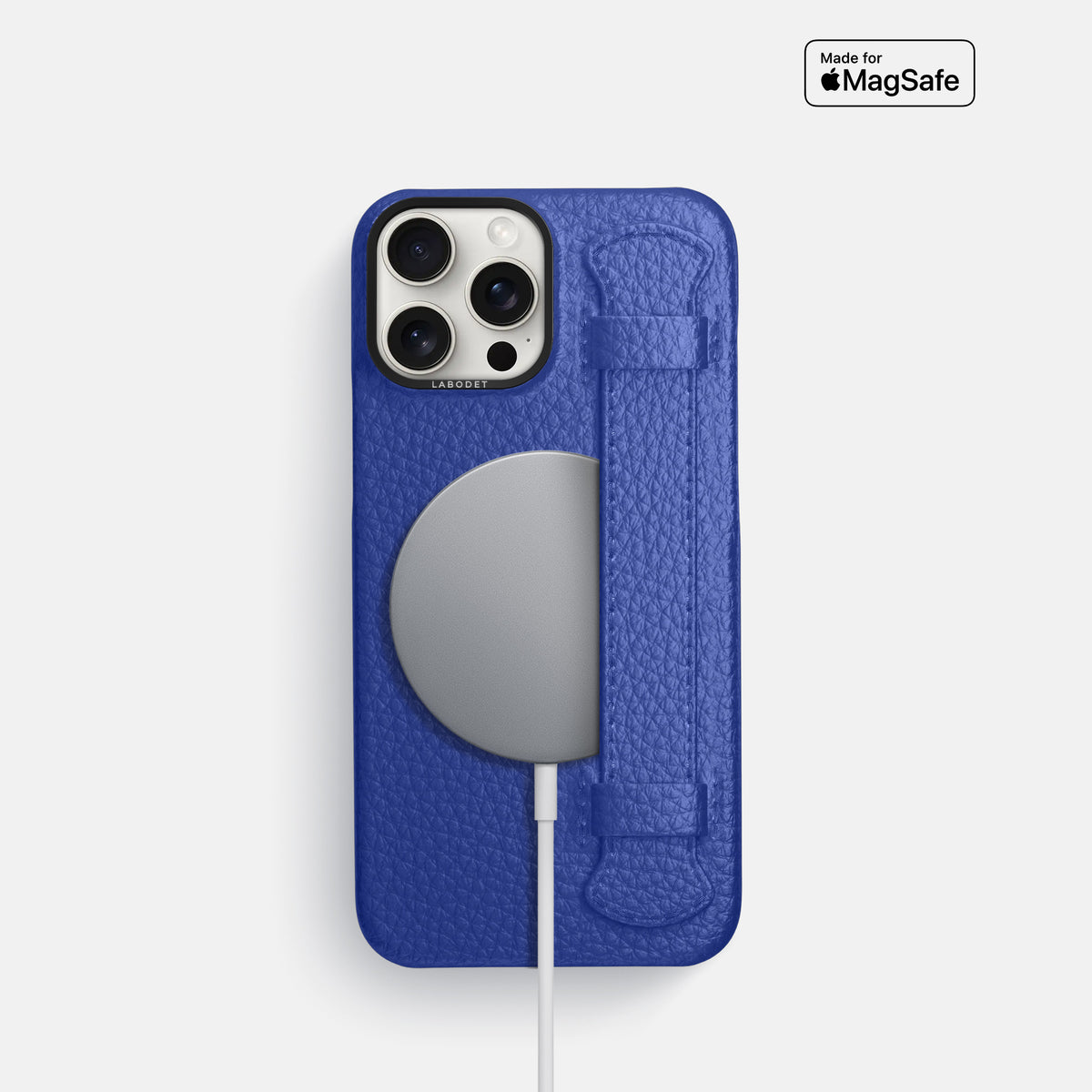 Royal Blue iPhone 16 Pro Handle Case Calf with Black Metal -5 | Royal-Blue-Black