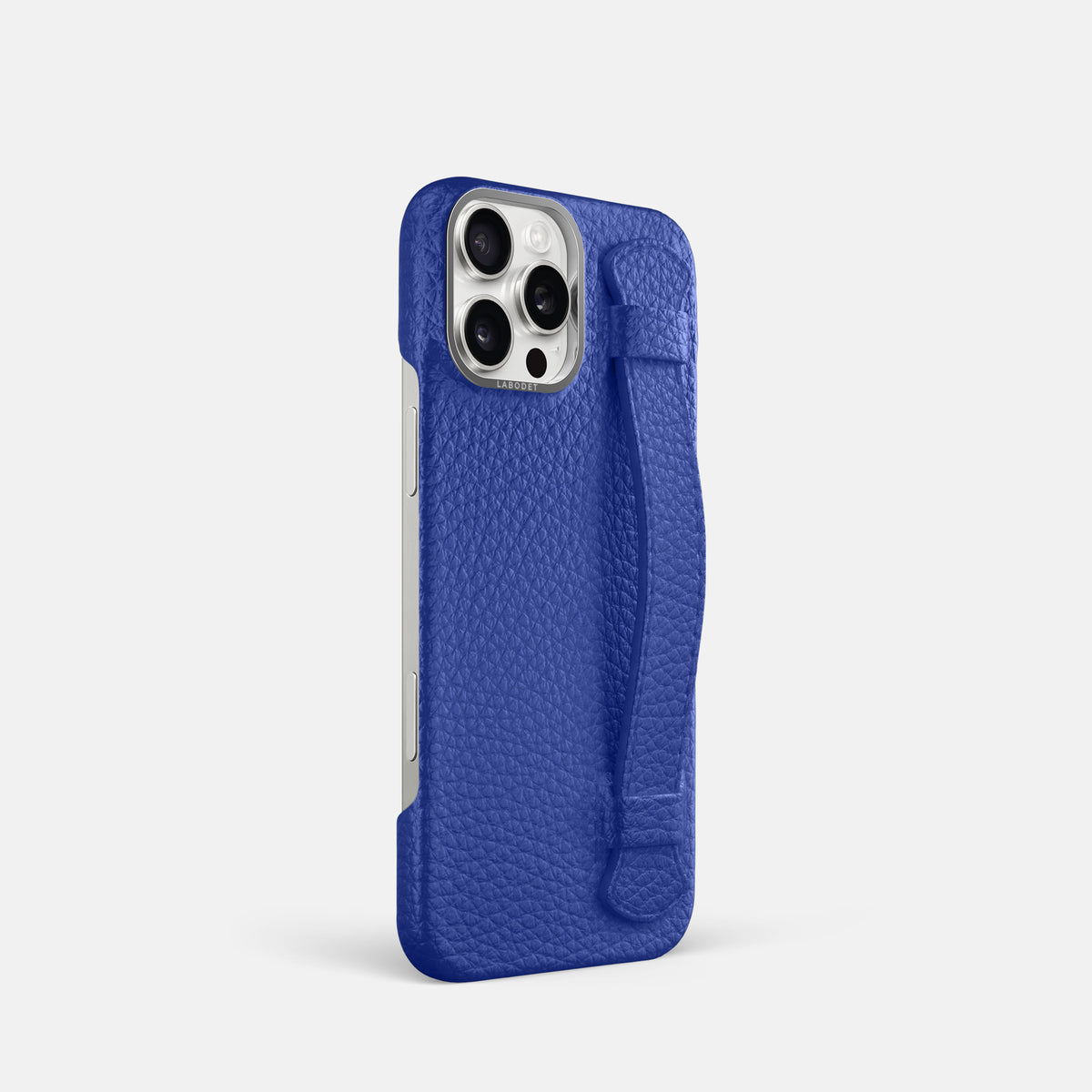 Royal Blue iPhone 16 Pro Handle Case Calf with Steel Metal -2 | Royal-Blue-Steel