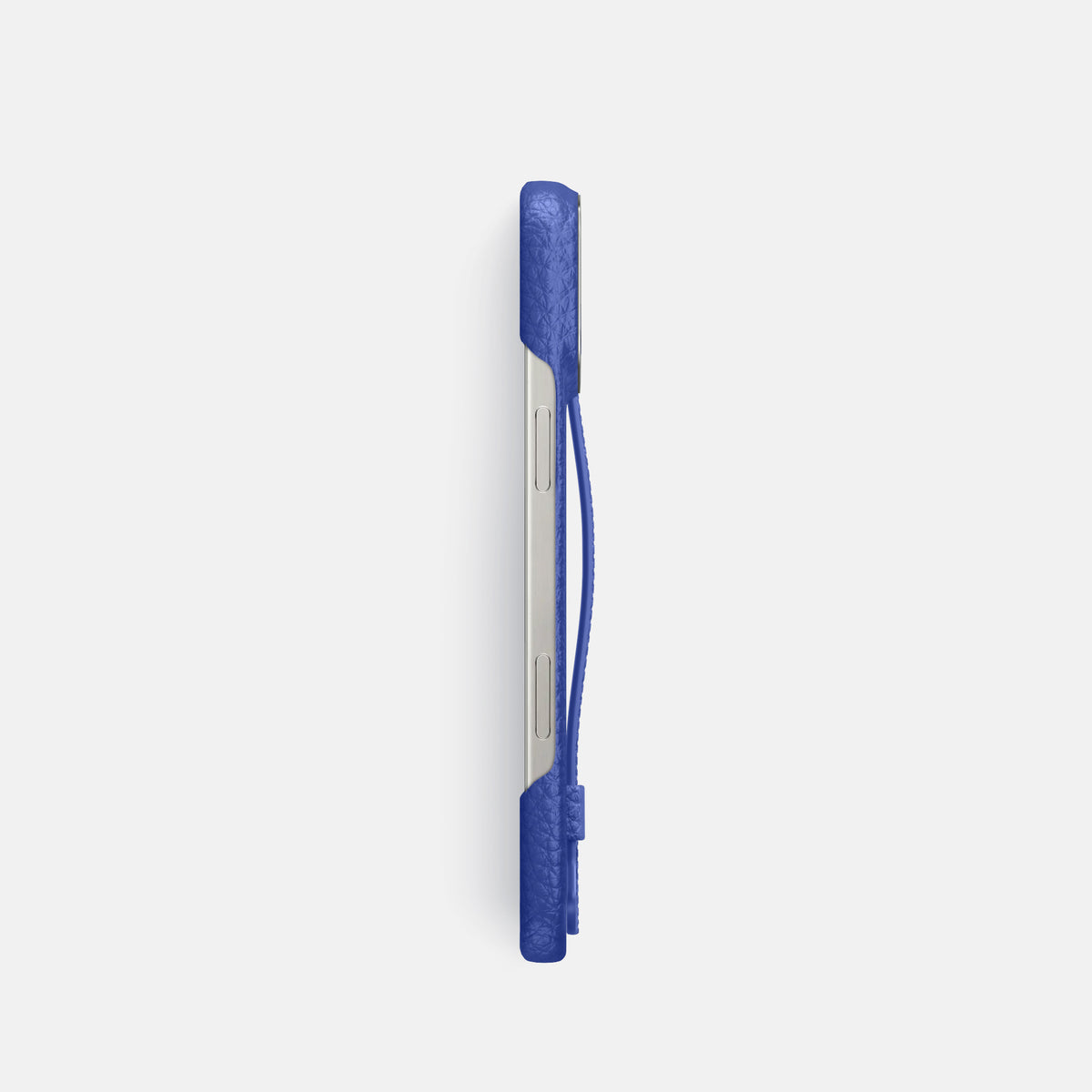 Royal Blue iPhone 16 Pro Handle Case Calf with Steel Metal -3 | Royal-Blue-Steel