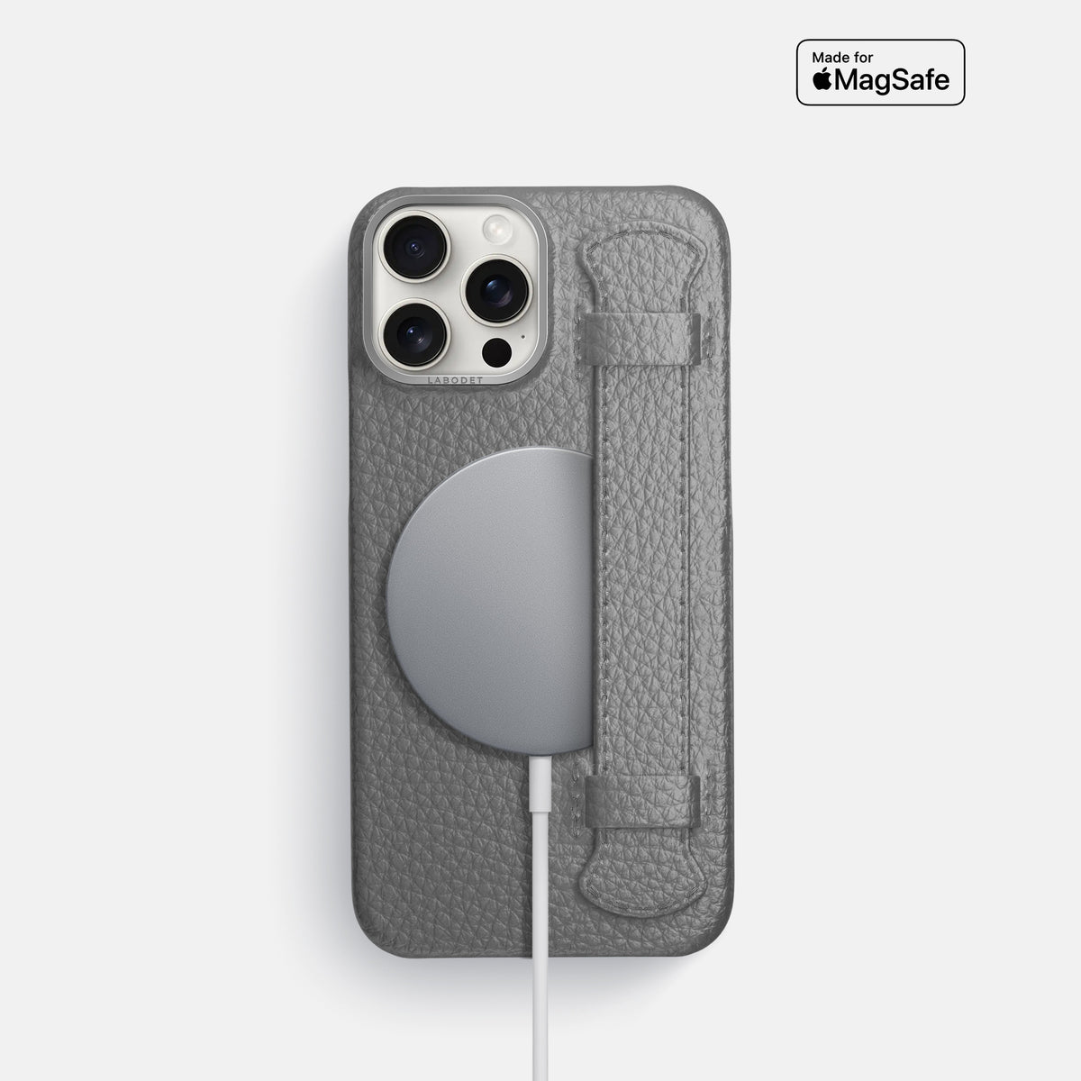 Souris iPhone 16 Pro Handle Case Calf with Steel Metal -5 | Souris-Steel