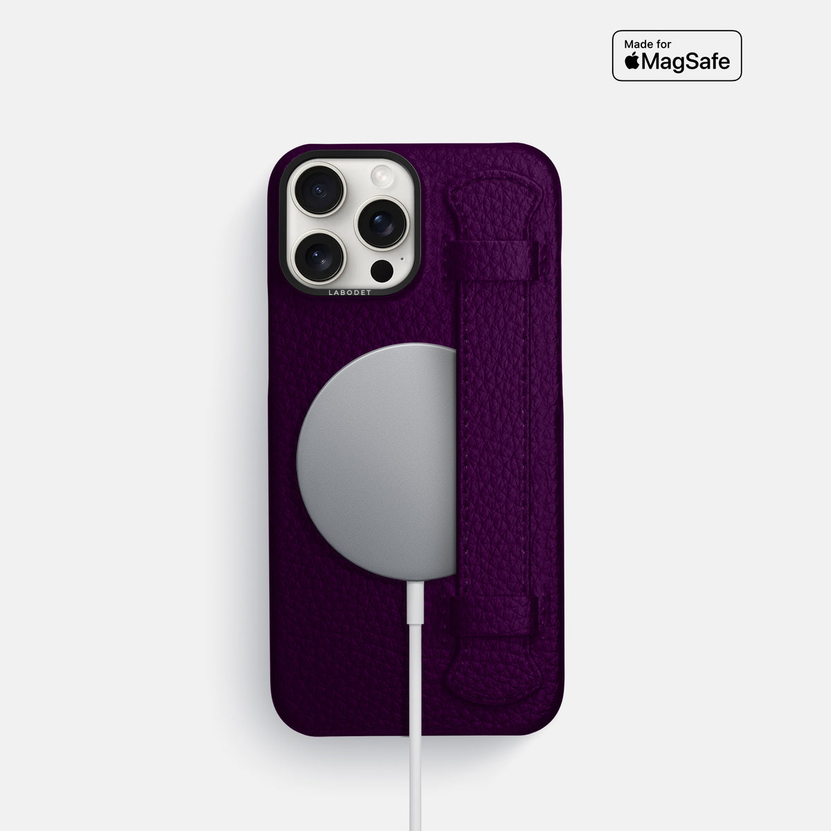 Violet iPhone 16 Pro Handle Case Calf with Black Metal -5 | Violet-Black