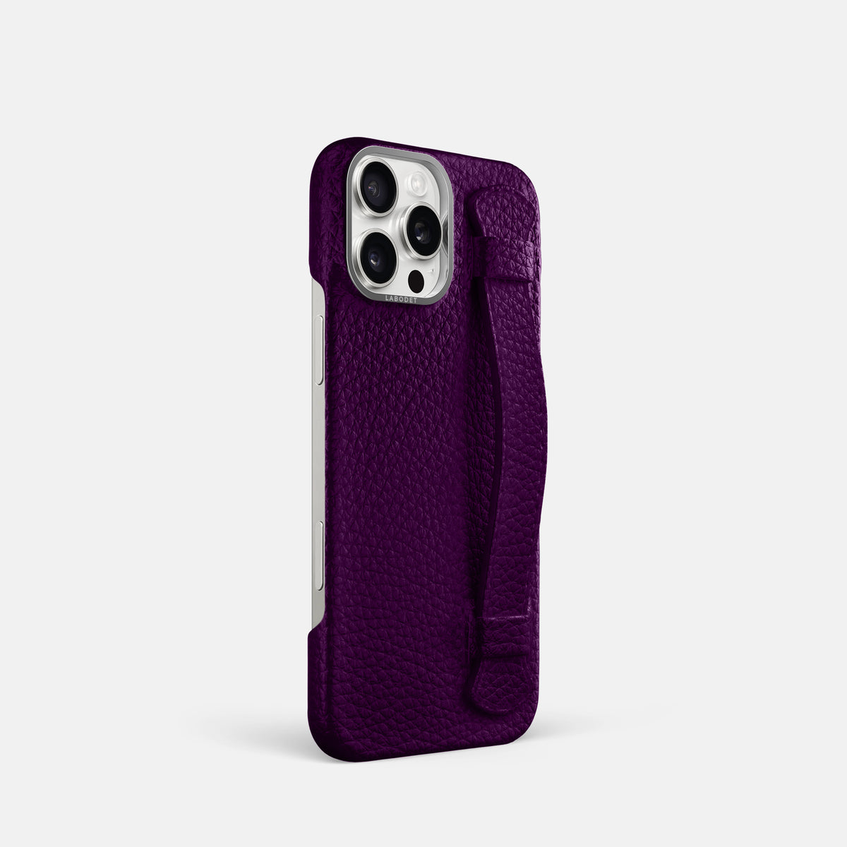 Violet iPhone 16 Pro Handle Case Calf with Steel Metal -2 | Violet-Steel