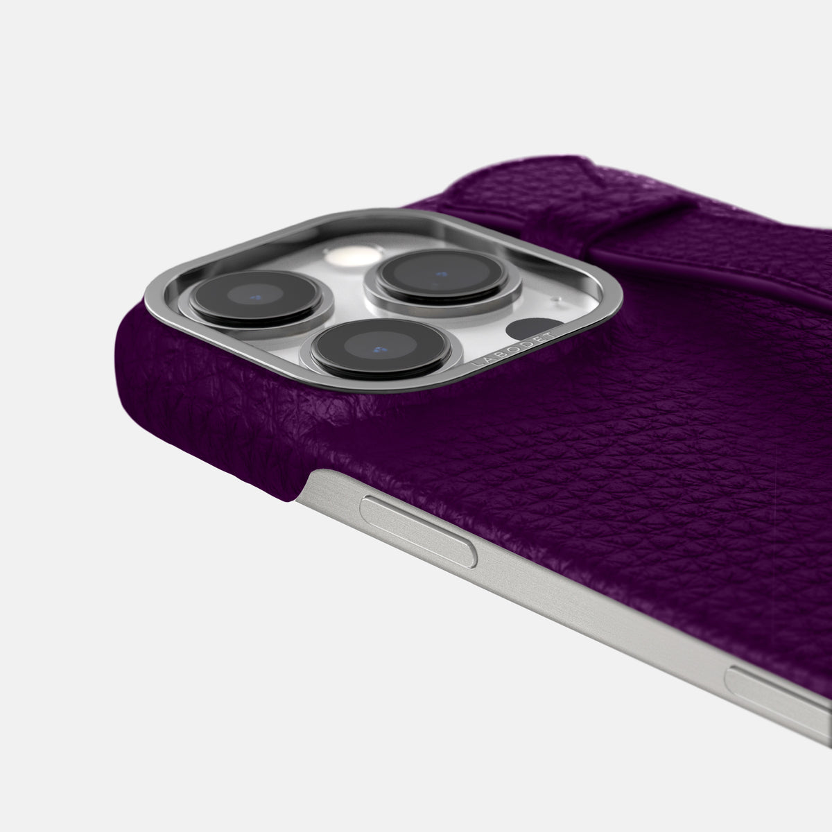 Violet iPhone 16 Pro Handle Case Calf with Steel Metal -6 | Violet-Steel
