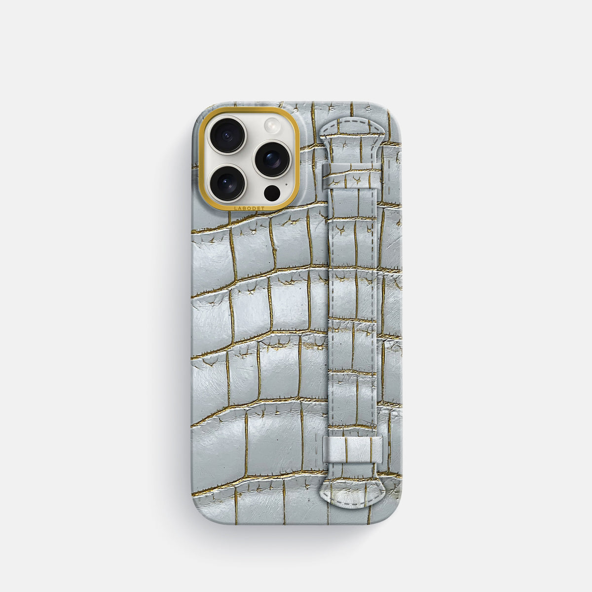 Arctic iPhone 16 Pro Center Handle Himalayan Crocodile with Gold Metal -1 | Arctic-Gold