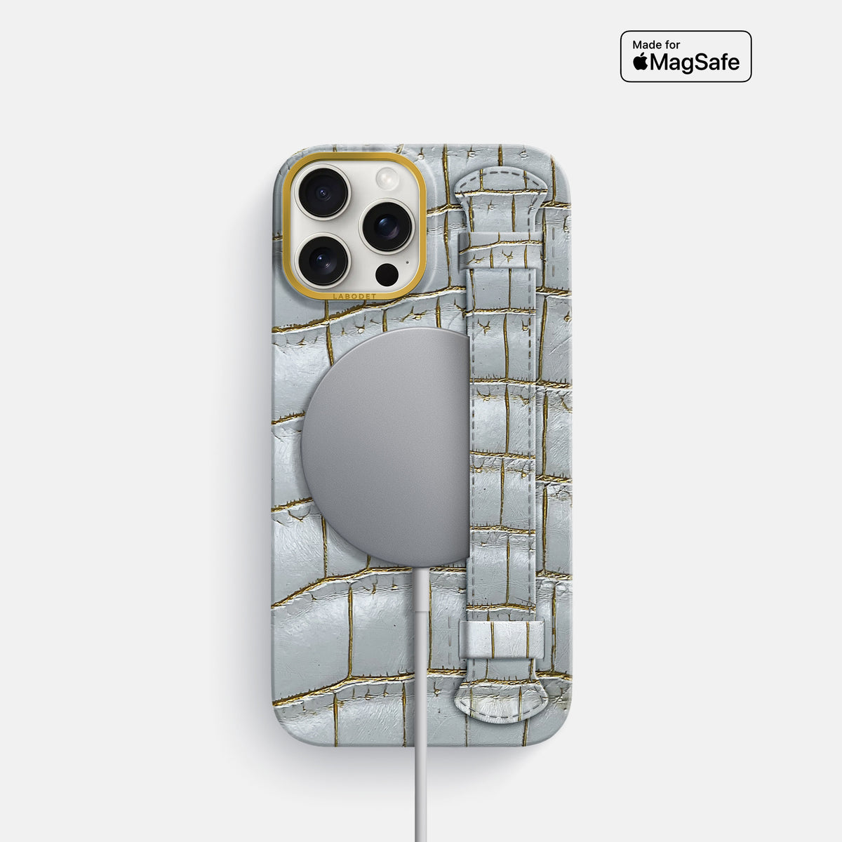 Arctic iPhone 16 Pro Center Handle Himalayan Crocodile with Gold Metal -5 | Arctic-Gold