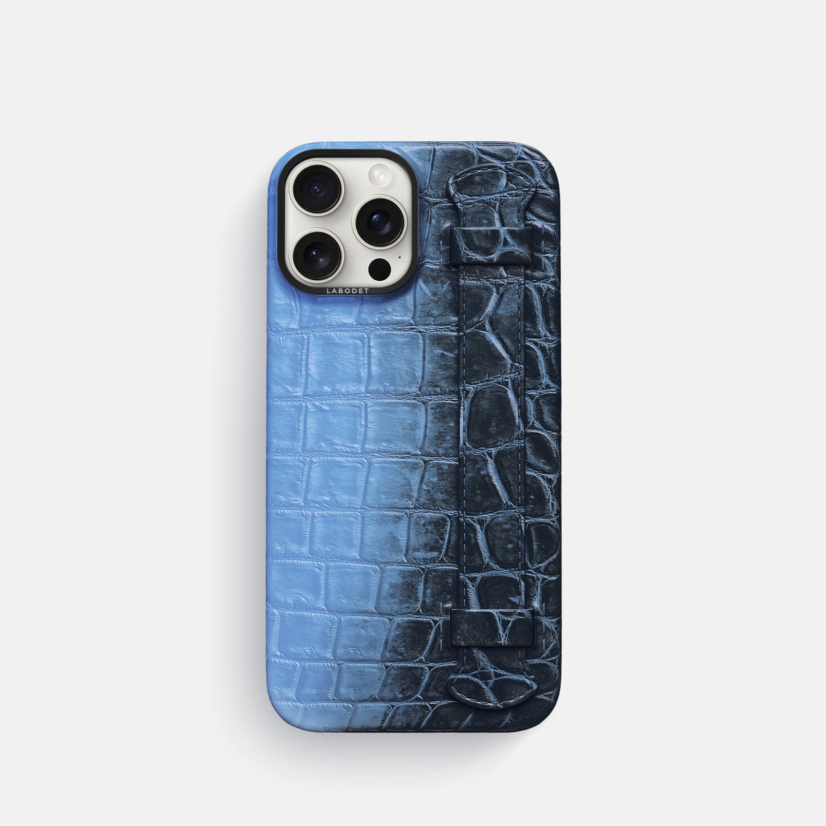 Lavender iPhone 16 Pro Handle Case Himalayan Crocodile with Black Metal -1 | Lavender-Black