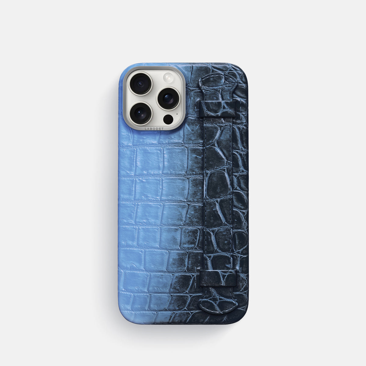 Lavender iPhone 16 Pro Handle Case Himalayan Crocodile with Steel Metal -1 | Lavender-Steel